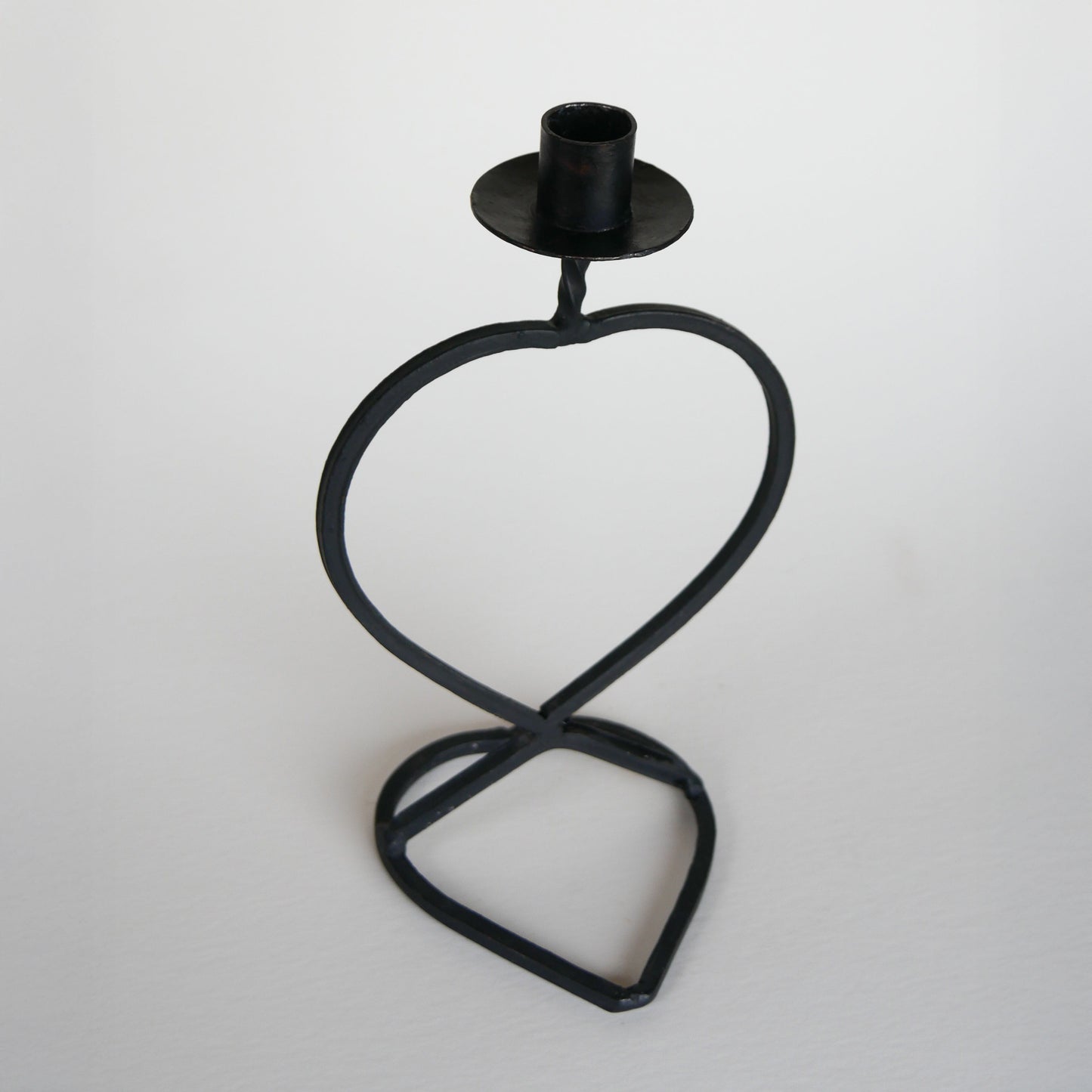 Vintage Black Iron Heart Shaped Candlestick Holder, Iron Candlestick Holder, Vintage Black Candlestick Holder, Vintage Home Decor