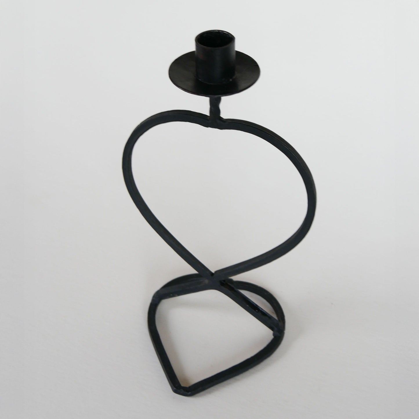 Vintage Black Iron Heart Shaped Candlestick Holder, Iron Candlestick Holder, Vintage Black Candlestick Holder, Vintage Home Decor