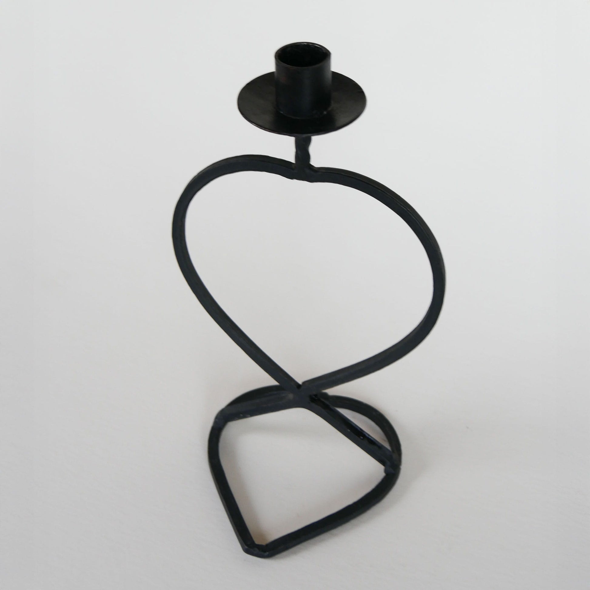 Vintage Black Iron Heart Shaped Candlestick Holder, Iron Candlestick Holder, Vintage Black Candlestick Holder, Vintage Home Decor