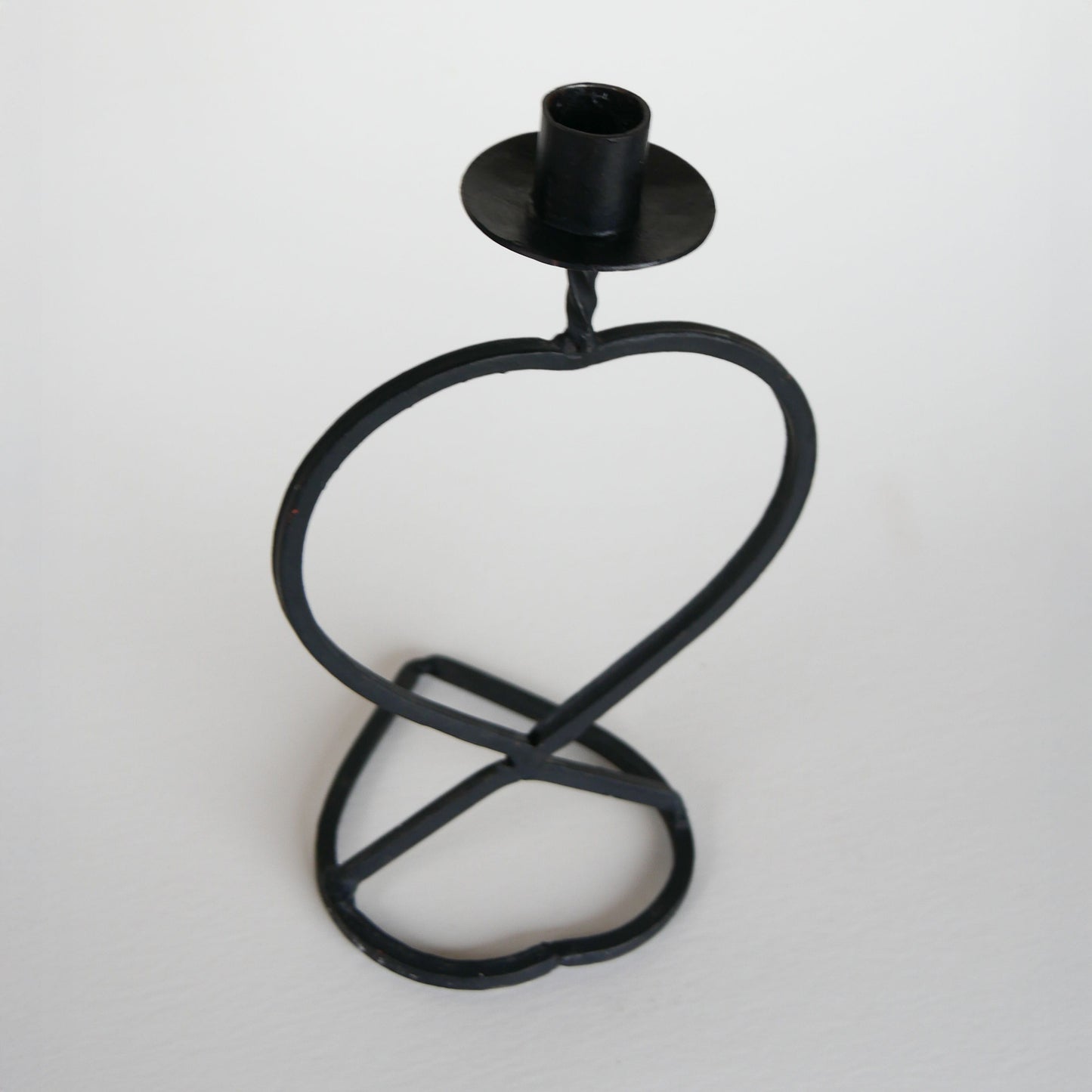 Vintage Black Iron Heart Shaped Candlestick Holder, Iron Candlestick Holder, Vintage Black Candlestick Holder, Vintage Home Decor