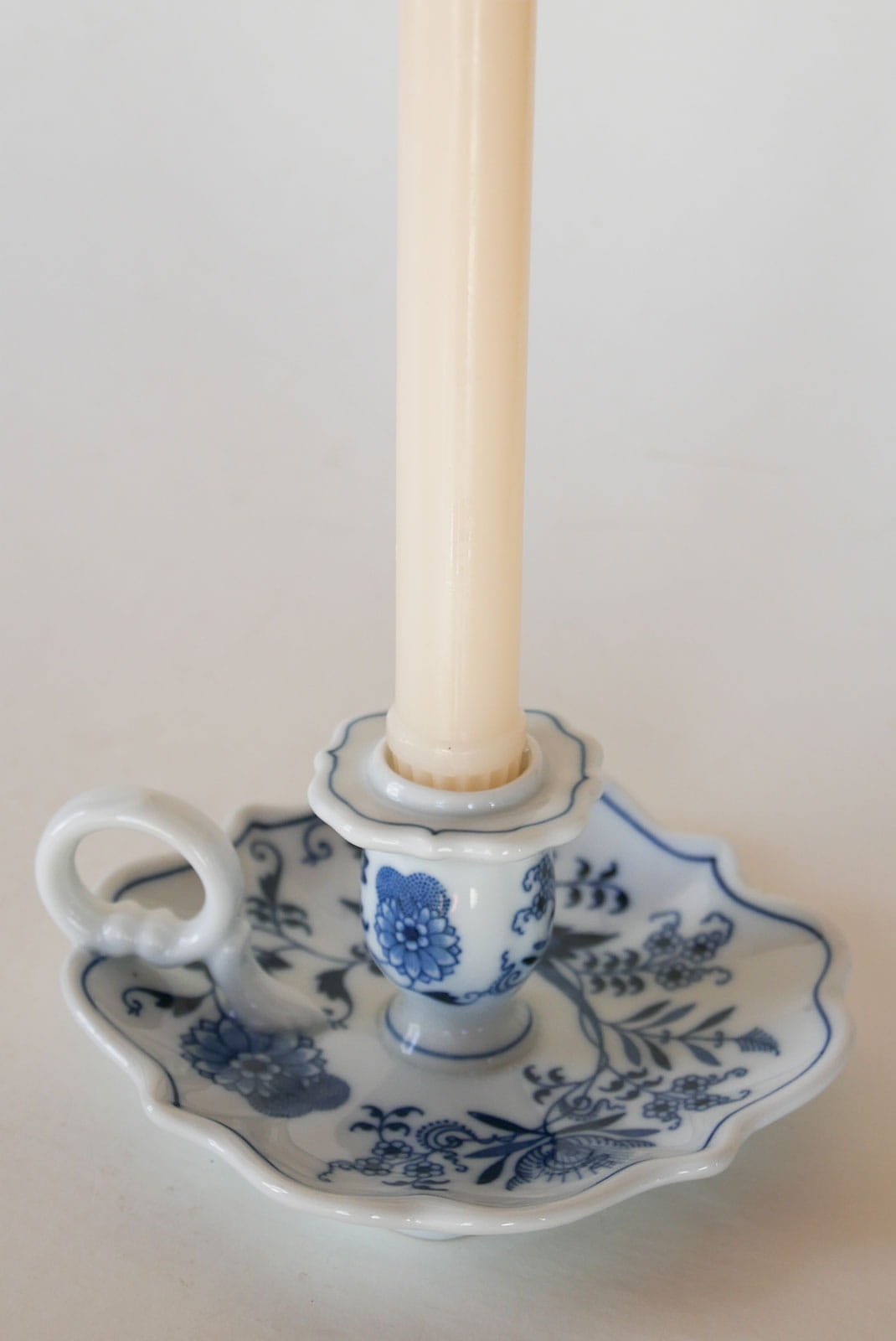 Vintage Blue Danube Japan Porcelain Chamberstick, Vintage Blue and White Candlestick, Vintage Blue and White Chamberstick, Delft Candlestick, Cottagecore Candleholder