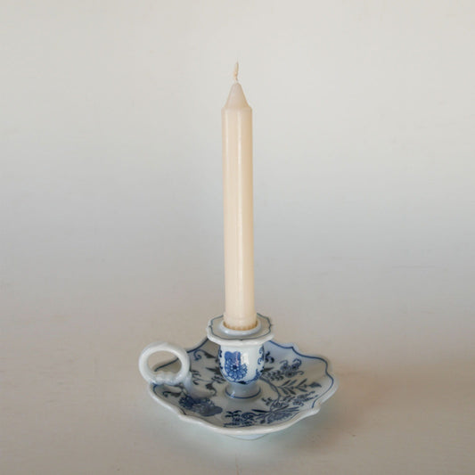 Vintage Blue Danube Japan Porcelain Chamberstick, Vintage Blue and White Candlestick, Vintage Blue and White Chamberstick, Delft Candlestick, Cottagecore Candleholder