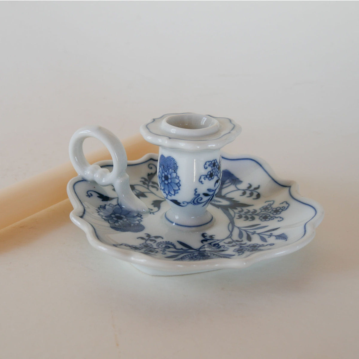 Vintage Blue Danube Japan Porcelain Chamberstick, Vintage Blue and White Candlestick, Vintage Blue and White Chamberstick, Delft Candlestick, Cottagecore Candleholder