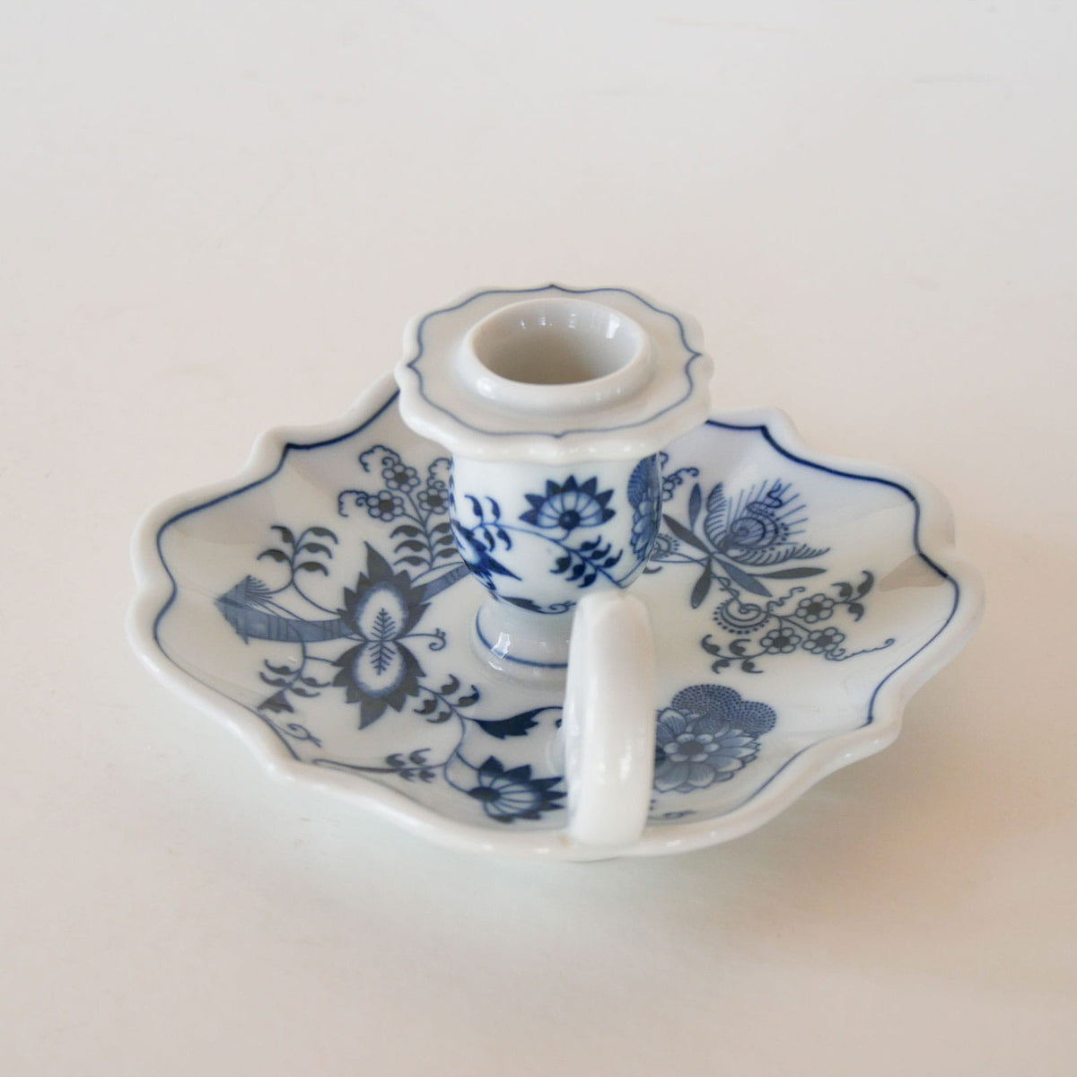 Vintage Blue Danube Japan Porcelain Chamberstick, Vintage Blue and White Candlestick, Vintage Blue and White Chamberstick, Delft Candlestick, Cottagecore Candleholder