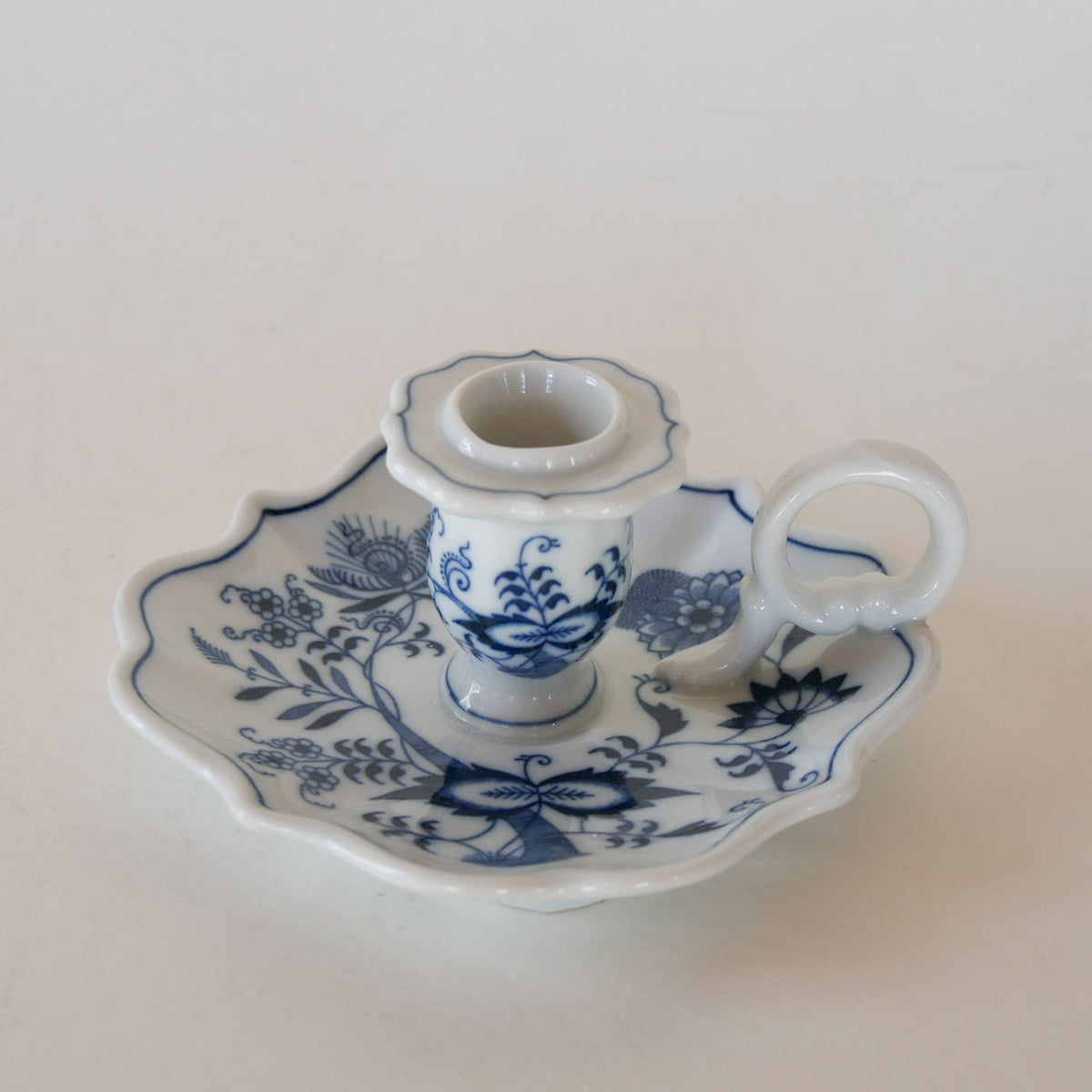 Vintage Blue Danube Japan Porcelain Chamberstick, Vintage Blue and White Candlestick, Vintage Blue and White Chamberstick, Delft Candlestick, Cottagecore Candleholder