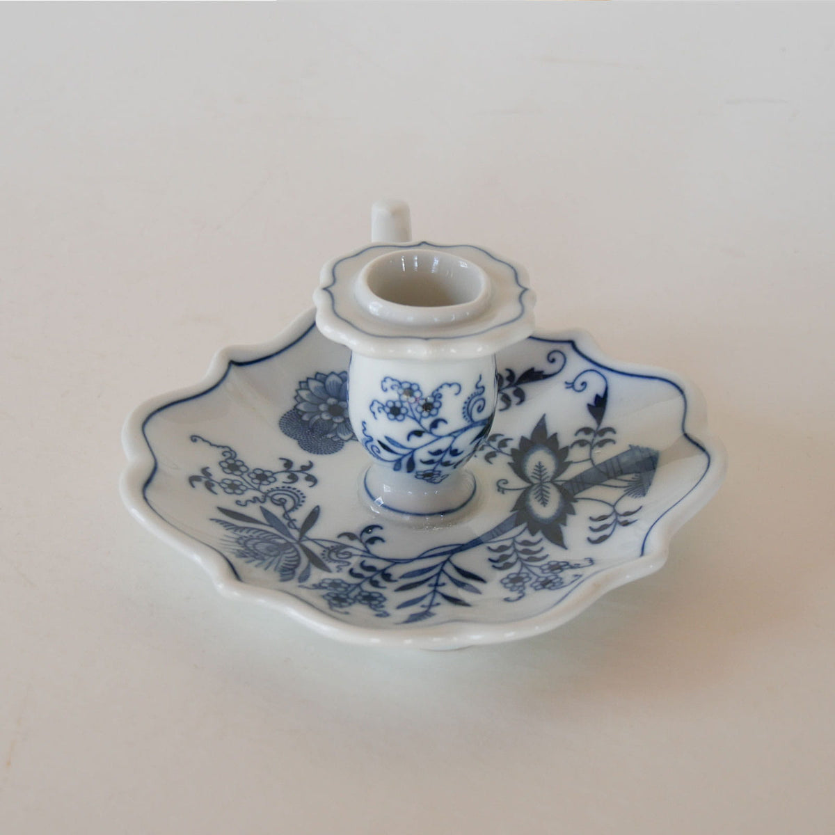 Vintage Blue Danube Japan Porcelain Chamberstick, Vintage Blue and White Candlestick, Vintage Blue and White Chamberstick, Delft Candlestick, Cottagecore Candleholder