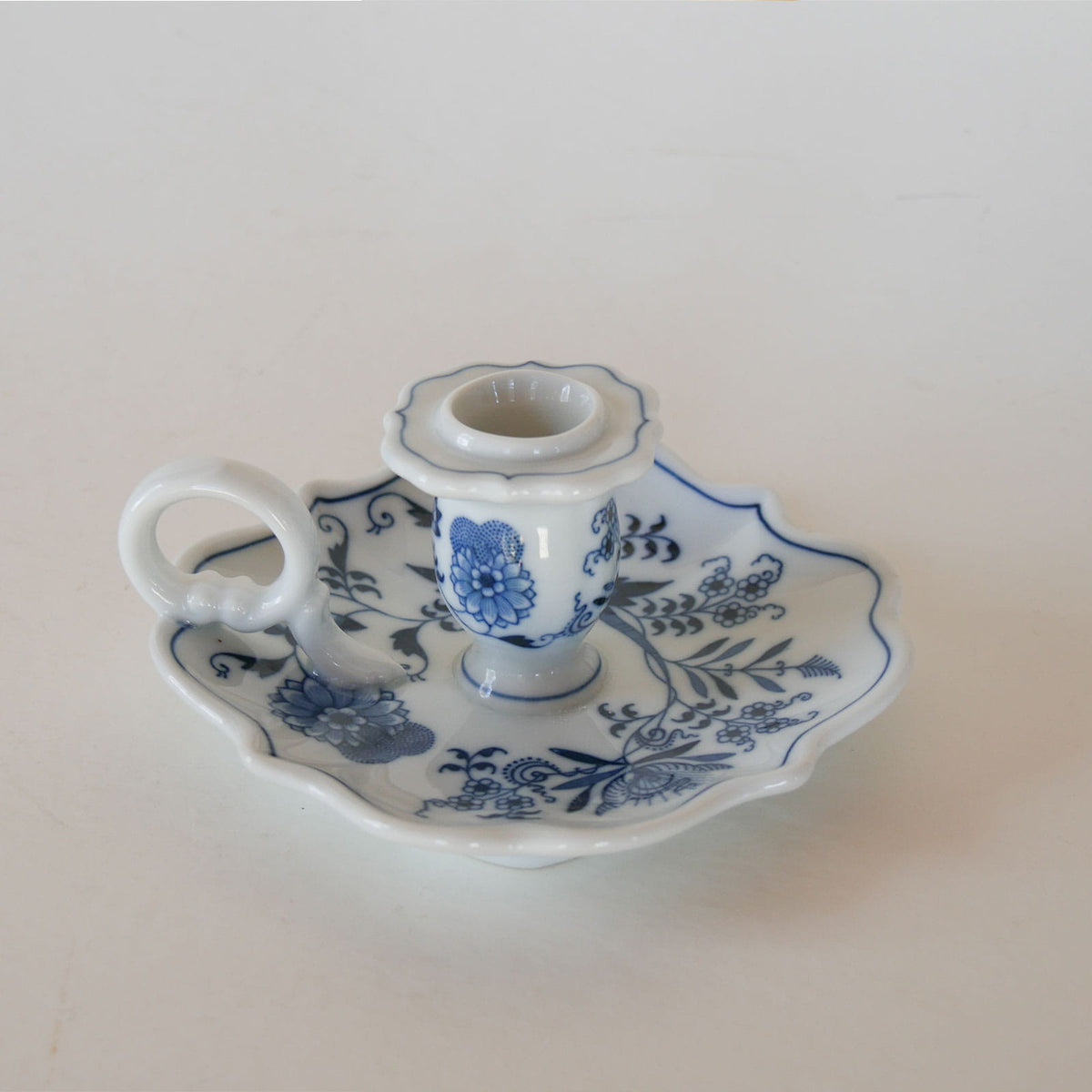 Vintage Blue Danube Japan Porcelain Chamberstick, Vintage Blue and White Candlestick, Vintage Blue and White Chamberstick, Delft Candlestick, Cottagecore Candleholder