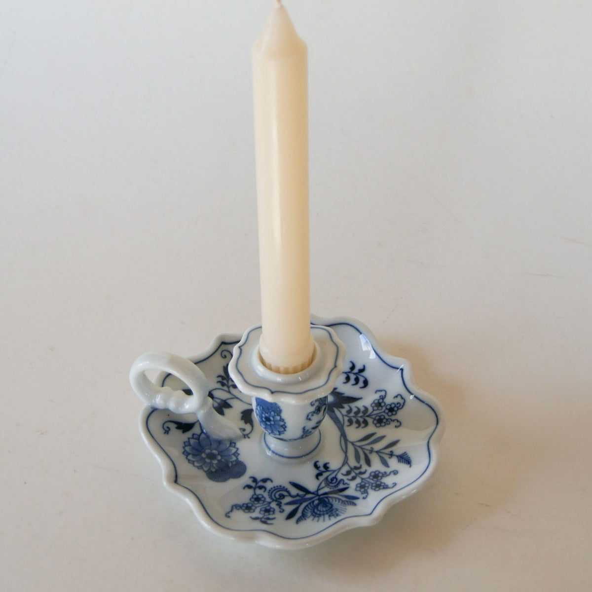Vintage Blue Danube Japan Porcelain Chamberstick, Vintage Blue and White Candlestick, Vintage Blue and White Chamberstick, Delft Candlestick, Cottagecore Candleholder