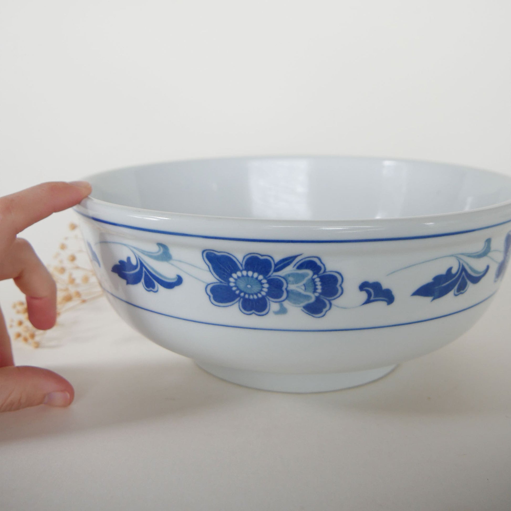 Vintage White and Blue Floral Bowl, Vintage White and Blue Fruit Bowl, Vintage  Kitchen Bowl, Vintage Blue and White Kitchen Decor