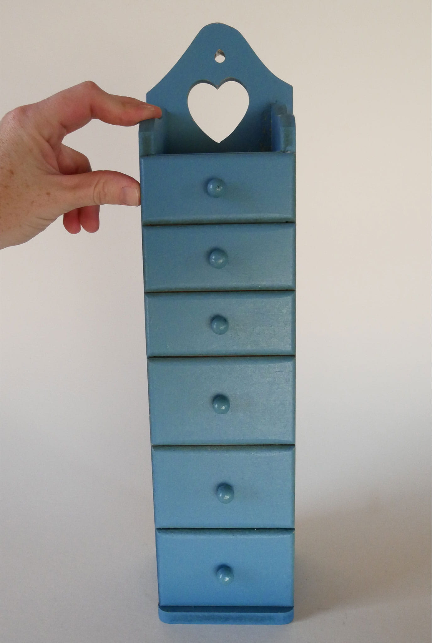 Vintage Blue Spice Cabinet with Heart Cutout, COttagecore Cabinet, Vintage Cottagecore Cabinet, Cottage Blue Cabinet, Vintage Spice Cabinet, Cottage Spice Cabinet, Vintage Kitchen Decor