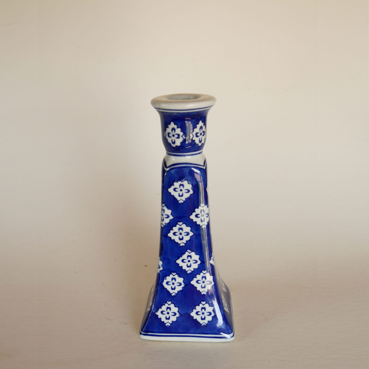 Vintage Blue and White Candlestick Holder, Vintage Blue and White Decor, Vintage Blue and White Shelf Decor, Vintage Blue Candleholder, Vintage Cottagecore
