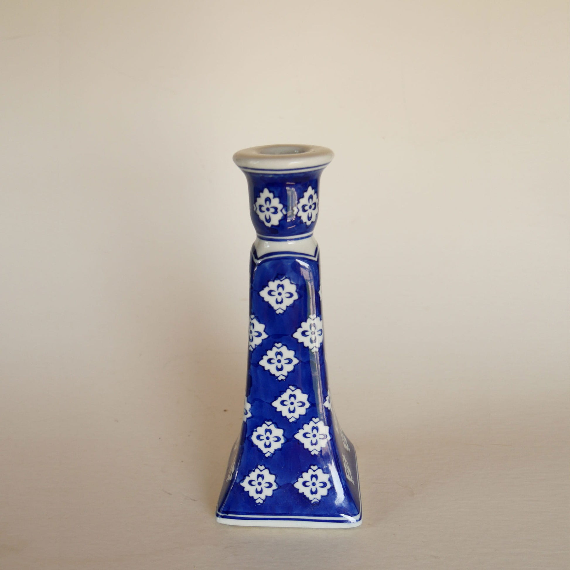 Vintage Blue and White Candlestick Holder, Vintage Blue and White Decor, Vintage Blue and White Shelf Decor, Vintage Blue Candleholder, Vintage Cottagecore