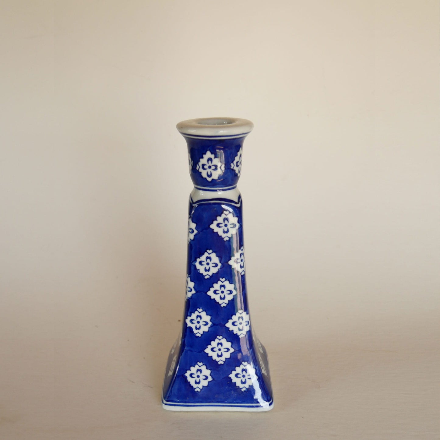 Vintage Blue and White Candlestick Holder, Vintage Blue and White Decor, Vintage Blue and White Shelf Decor, Vintage Blue Candleholder, Vintage Cottagecore
