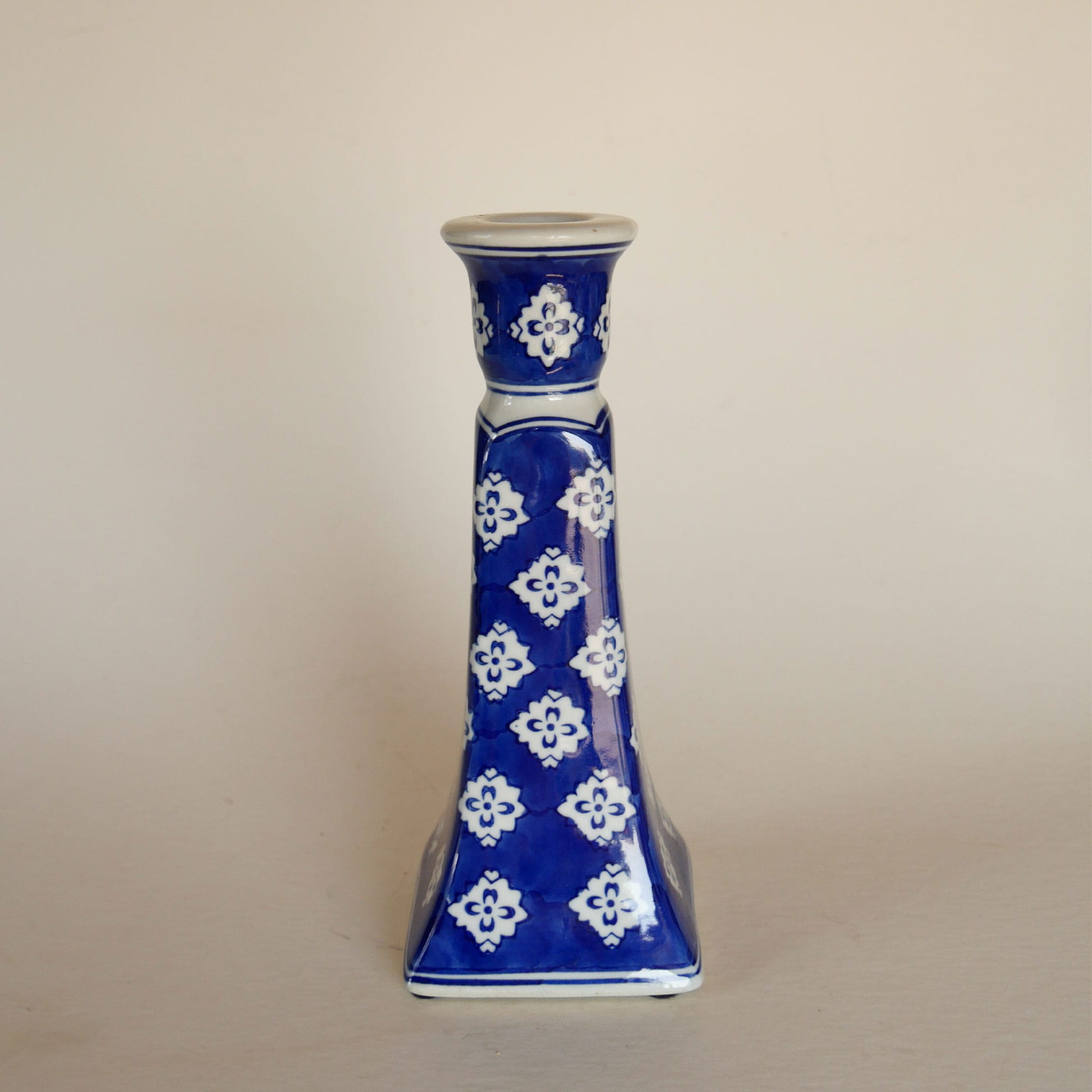 Vintage Blue and White Candlestick Holder, Vintage Blue and White Decor, Vintage Blue and White Shelf Decor, Vintage Blue Candleholder, Vintage Cottagecore