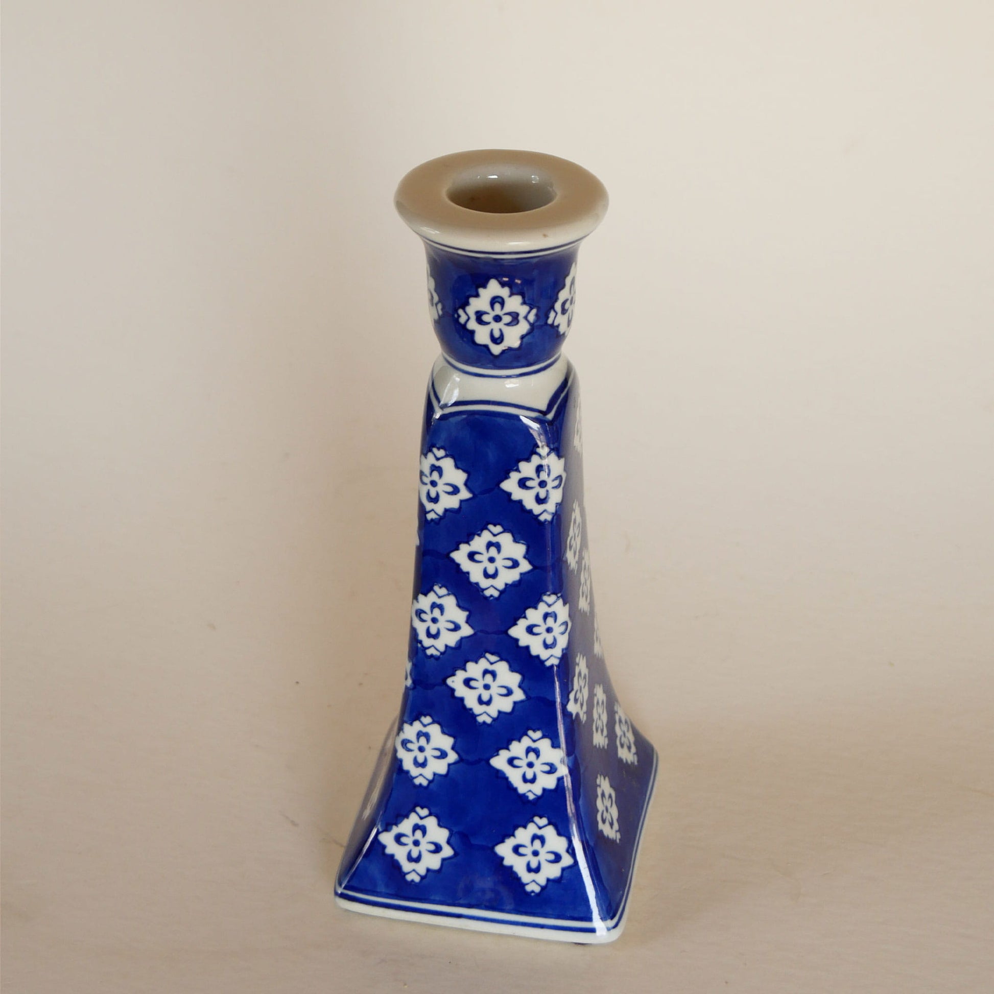 Vintage Blue and White Candlestick Holder, Vintage Blue and White Decor, Vintage Blue and White Shelf Decor, Vintage Blue Candleholder, Vintage Cottagecore