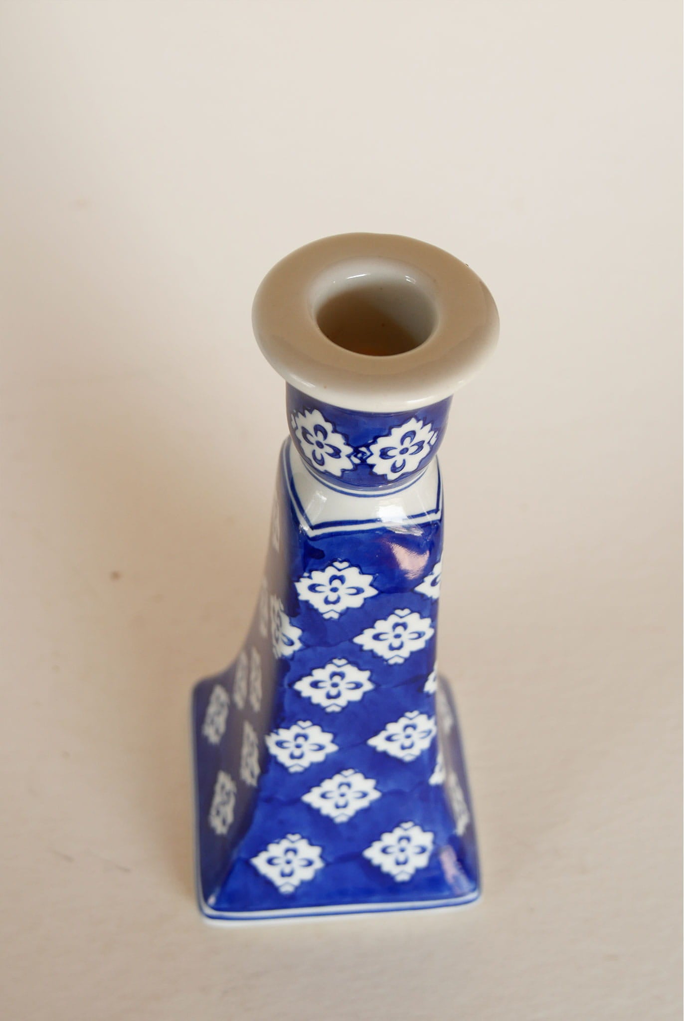 Vintage Blue and White Candlestick Holder, Vintage Blue and White Decor, Vintage Blue and White Shelf Decor, Vintage Blue Candleholder, Vintage Cottagecore