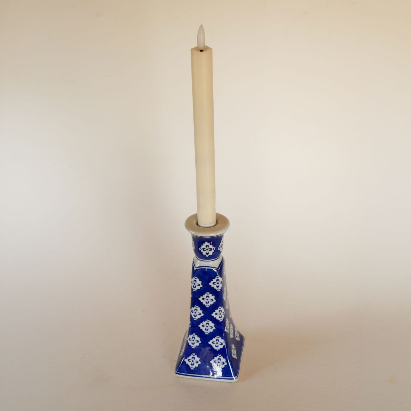 Vintage Blue and White Candlestick Holder, Vintage Blue and White Decor, Vintage Blue and White Shelf Decor, Vintage Blue Candleholder, Vintage Cottagecore