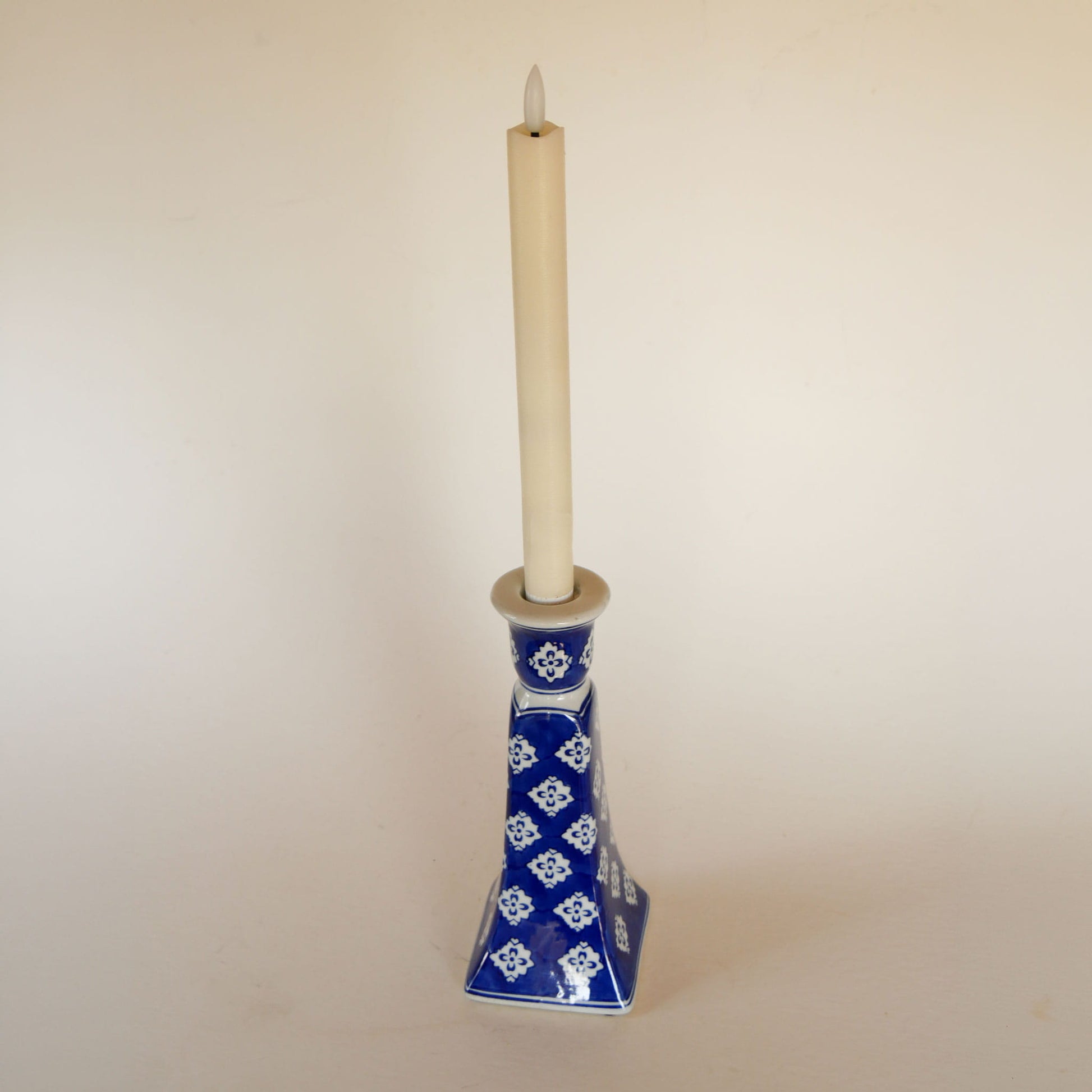Vintage Blue and White Candlestick Holder, Vintage Blue and White Decor, Vintage Blue and White Shelf Decor, Vintage Blue Candleholder, Vintage Cottagecore