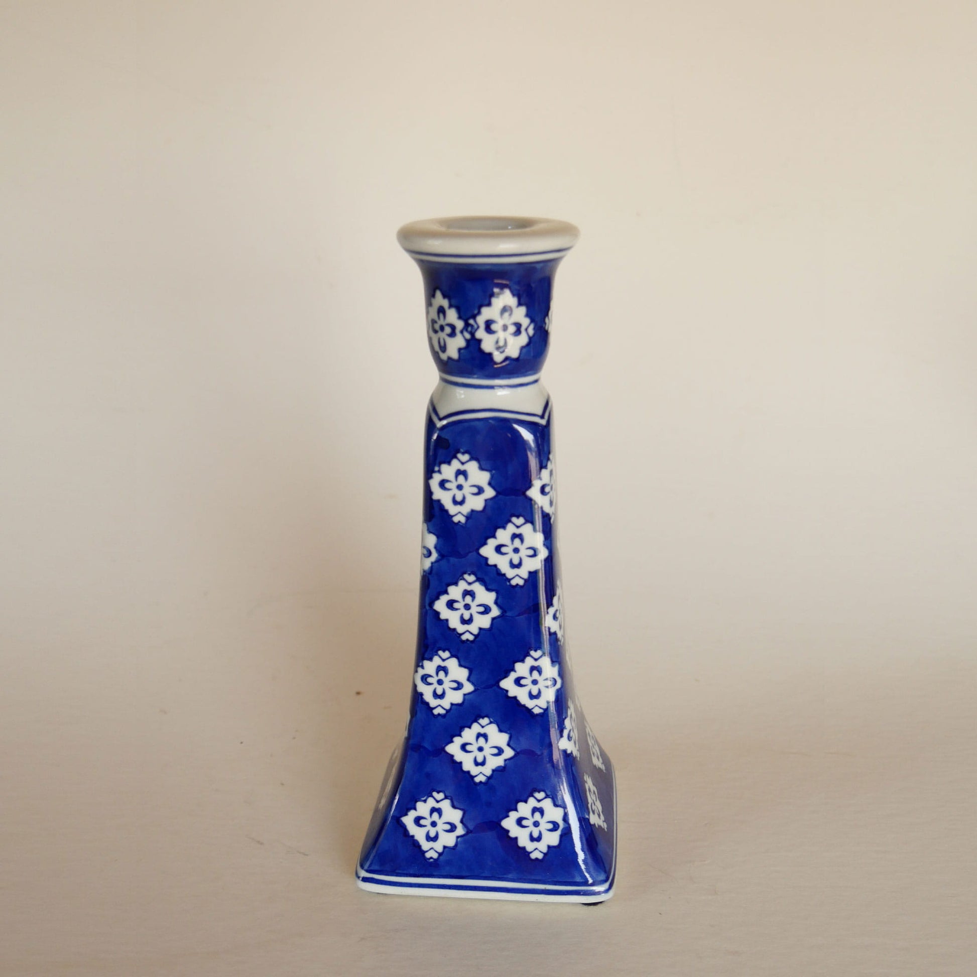 Vintage Blue and White Candlestick Holder, Vintage Blue and White Decor, Vintage Blue and White Shelf Decor, Vintage Blue Candleholder, Vintage Cottagecore