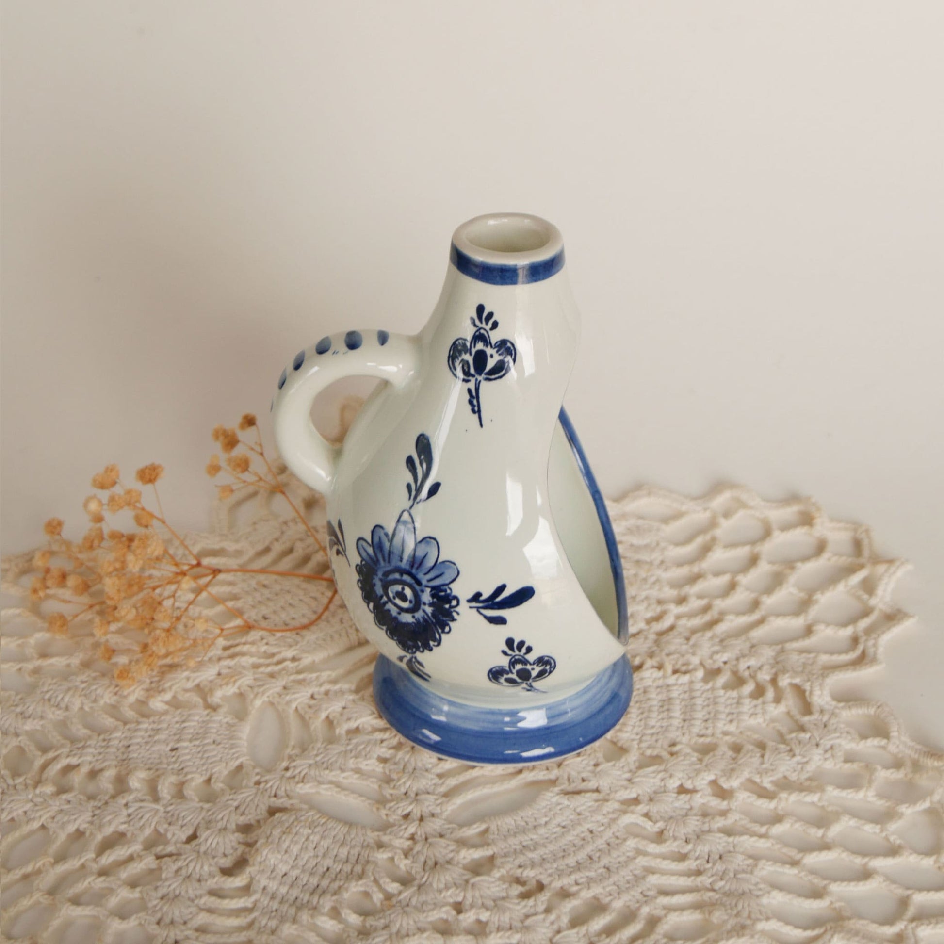 Vintage Blue and White Delft Candle Holder, Vintage Blue and White Candleholder, Blue and White Windmill Candleholder, Vintage Delft Candle Holder
