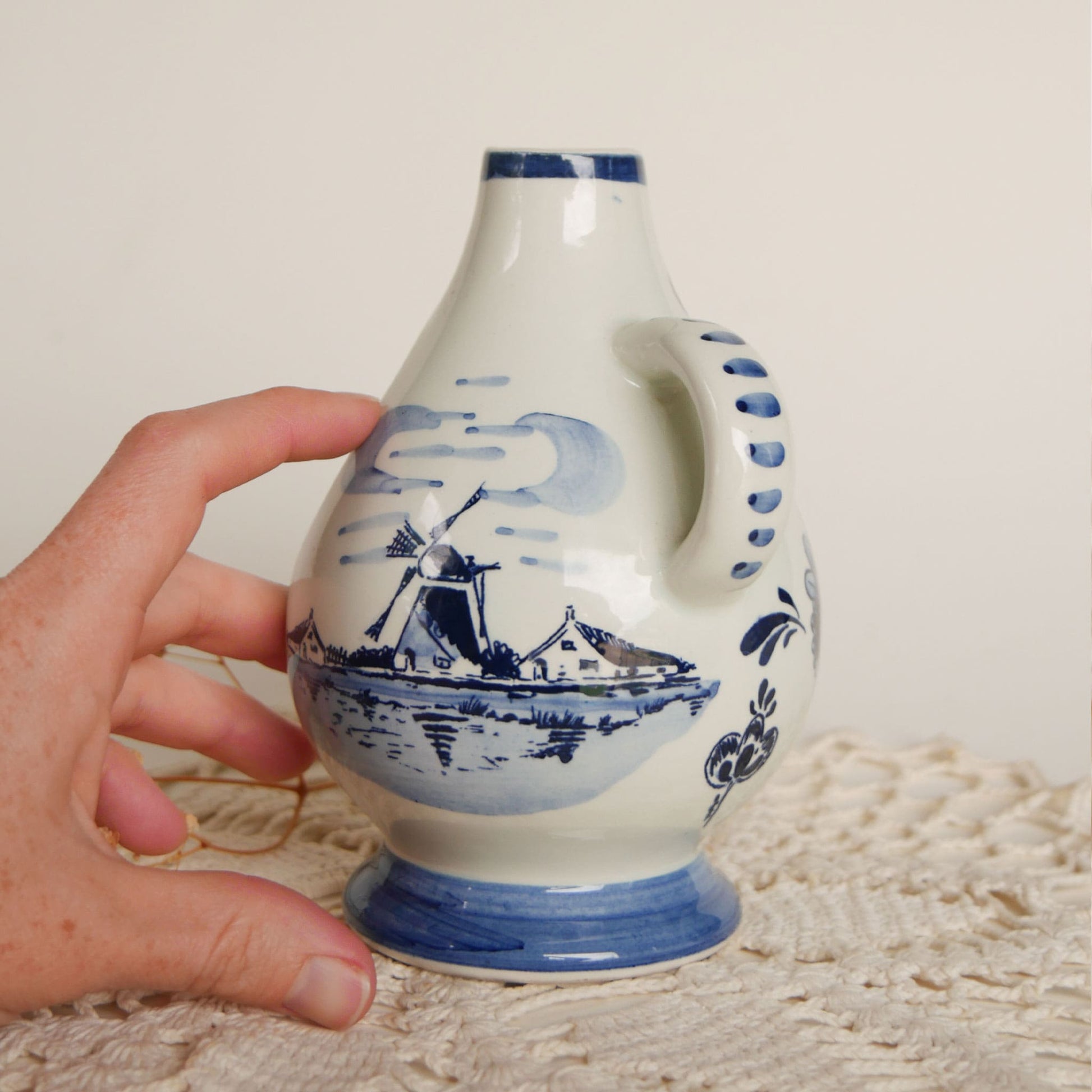 Vintage Blue and White Delft Candle Holder, Vintage Blue and White Candleholder, Blue and White Windmill Candleholder, Vintage Delft Candle Holder