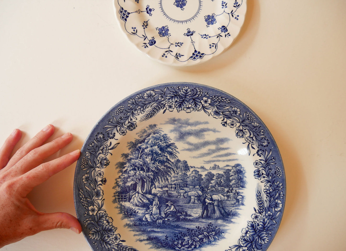 Vintage Blue & White Vintage Plate Wall Collection, Blue and White PLate Wall, Vintage Plate Wall, Blue and White Cottage Plate Wall, Cottagecore Plate Wall, Vintage Blue and White Vintage Plate Wall, Vintage Plates, Vintage Blue and White Plates, Cottage Plate Wall
