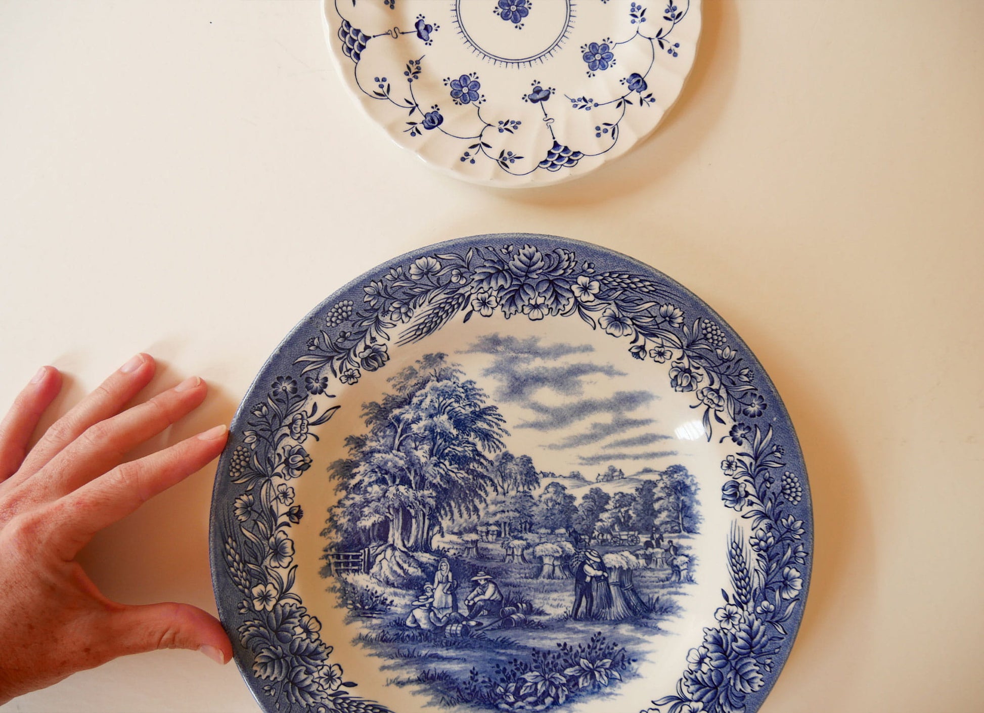 Vintage Blue & White Vintage Plate Wall Collection, Blue and White PLate Wall, Vintage Plate Wall, Blue and White Cottage Plate Wall, Cottagecore Plate Wall, Vintage Blue and White Vintage Plate Wall, Vintage Plates, Vintage Blue and White Plates, Cottage Plate Wall