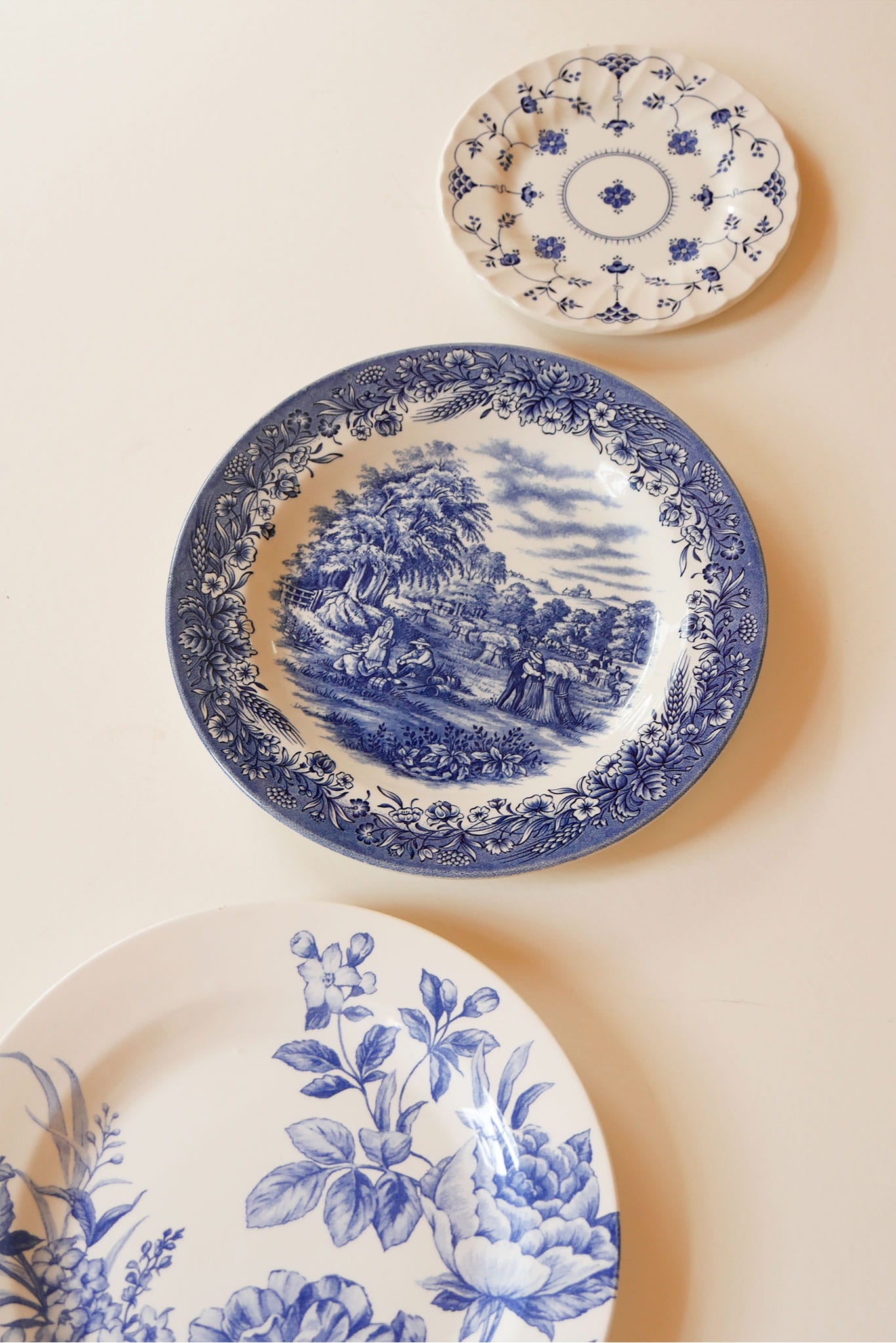 Vintage Blue & White Vintage Plate Wall Collection, Blue and White PLate Wall, Vintage Plate Wall, Blue and White Cottage Plate Wall, Cottagecore Plate Wall, Vintage Blue and White Vintage Plate Wall, Vintage Plates, Vintage Blue and White Plates, Cottage Plate Wall