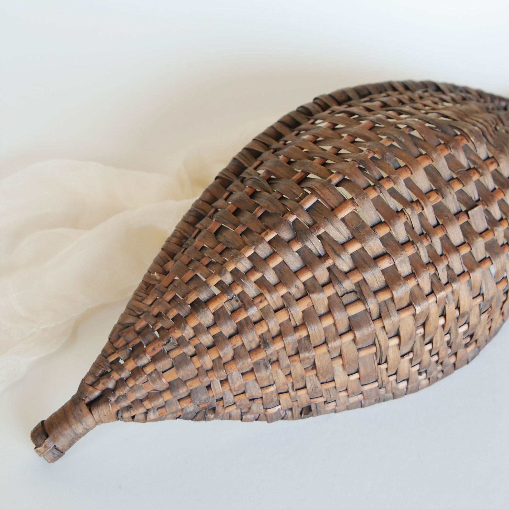 Vintage Boat Woven Wicker Bread Basket, Dark Brown Vintage BreadBasket Vintage Basket Tray Vintage Dark Brown Boat Basket