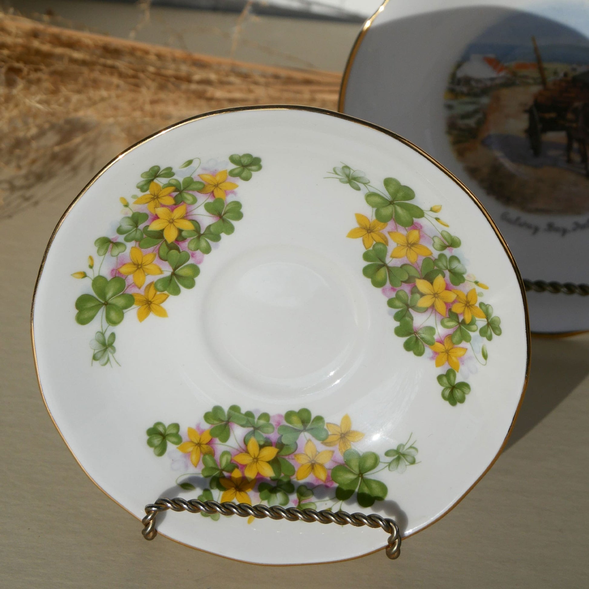 Vintage Bone China Irish Shamrock 5.5in Saucer Plate Collection, Galway Bay Plate