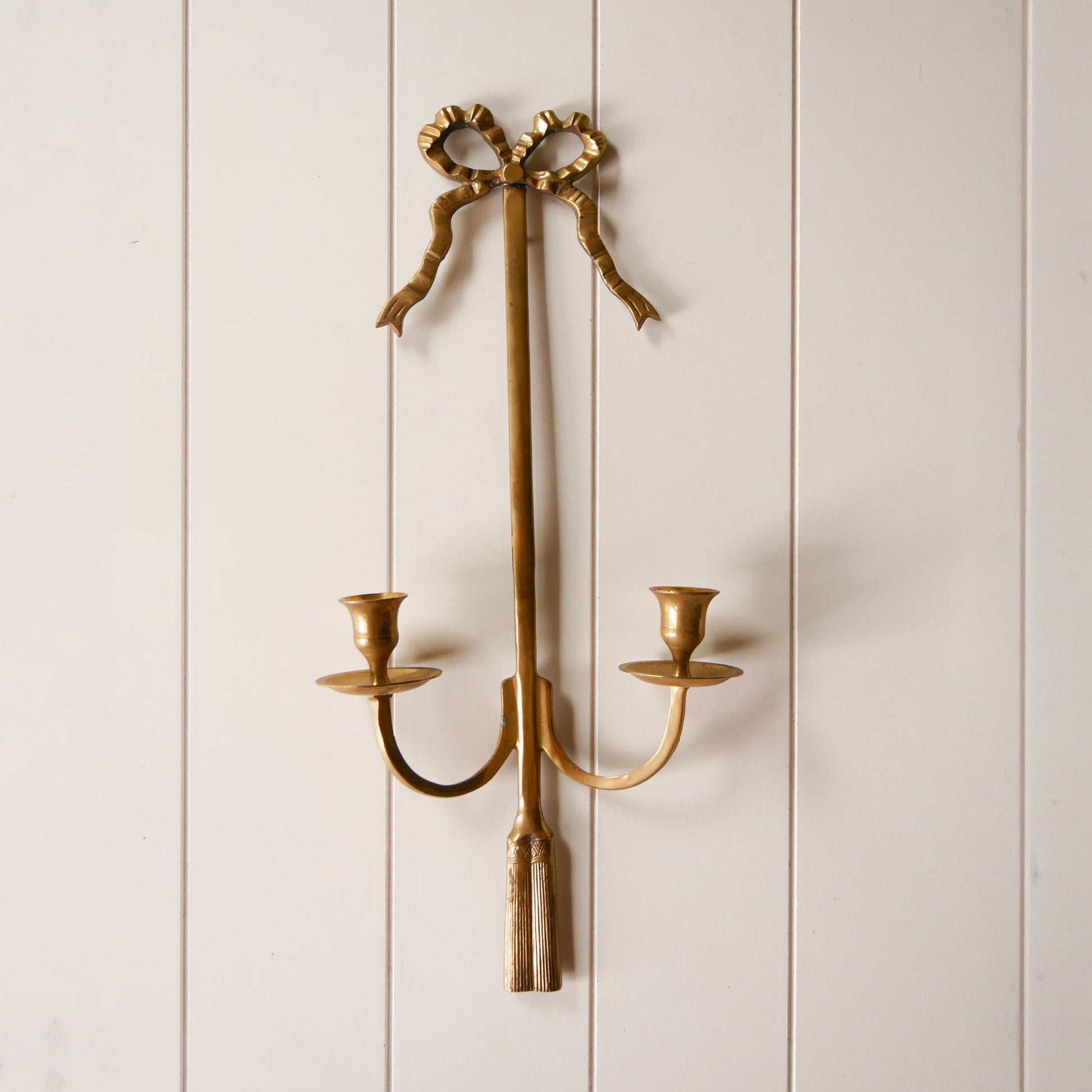Brass Bow Tassel French Style Wall Sconce, Vintage Brass Bow Wall Sconce, Vintage Brass Bow Wall Decor, Vintage Brass Candlestick Wall Sconce, Brass Bow Wall Sconce