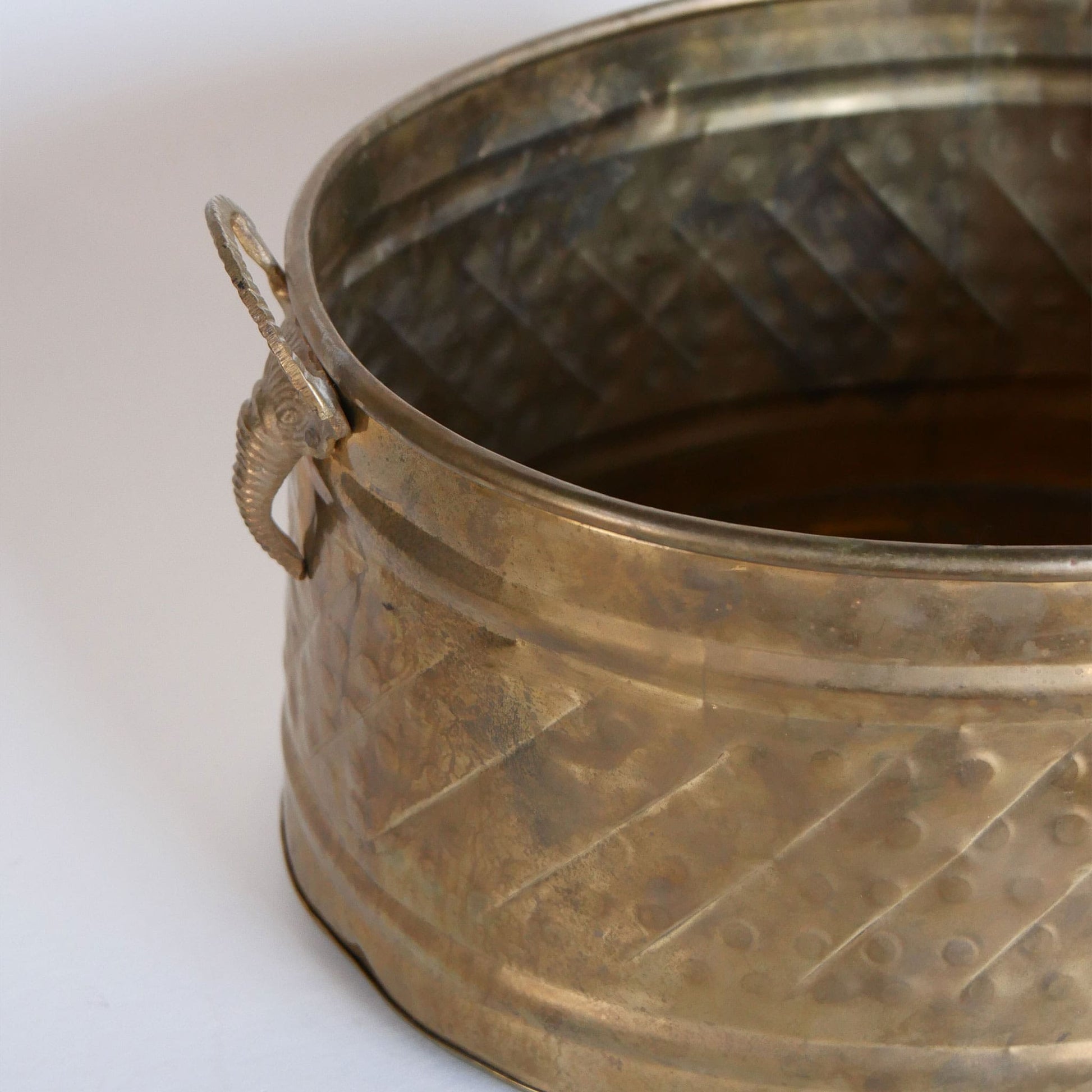 Vintage Brass Bucket, Vintage Brass Bucket Elephant Handles, Vintage Brass Elephant Bucket