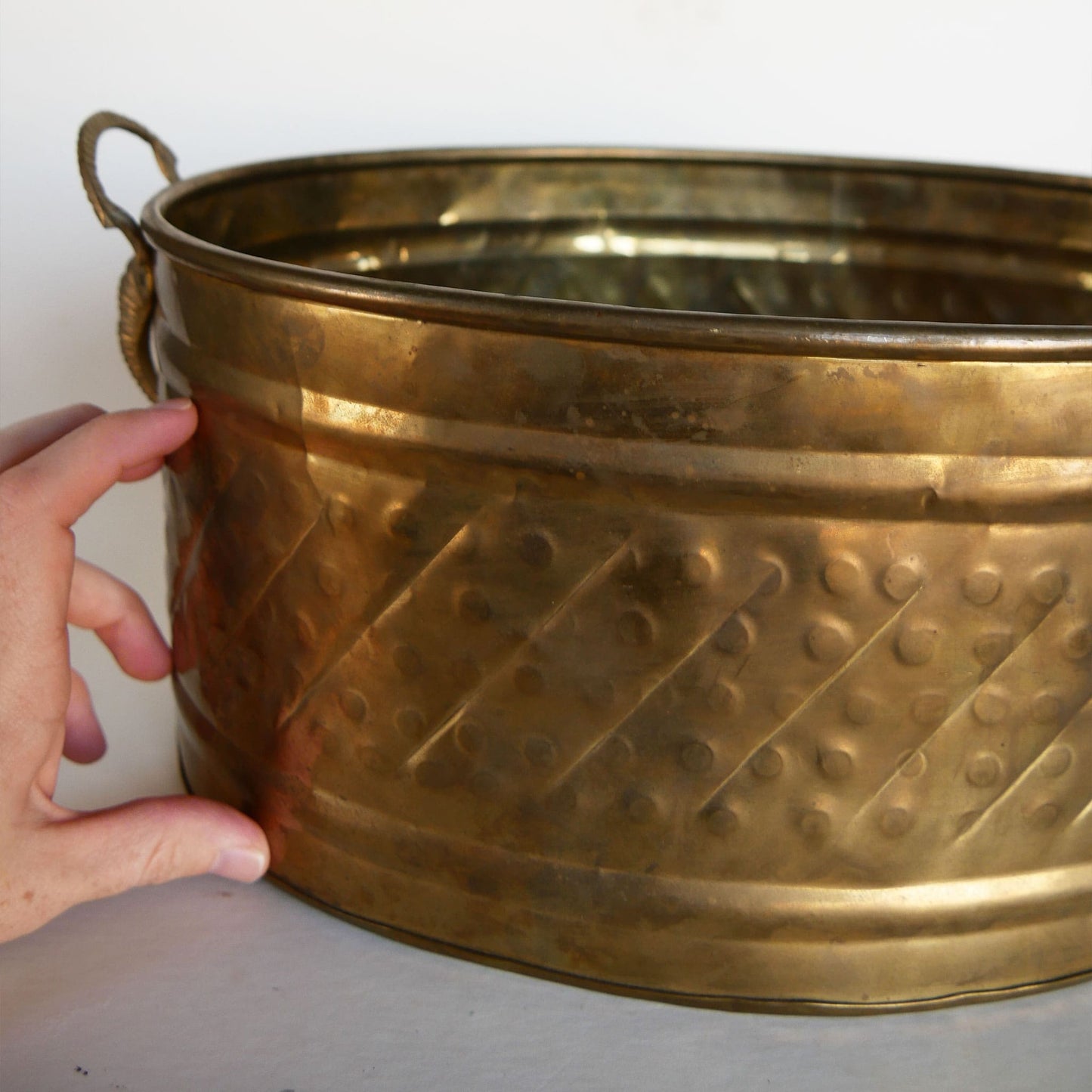 Vintage Brass Bucket, Vintage Brass Bucket Elephant Handles, Vintage Brass Elephant Bucket