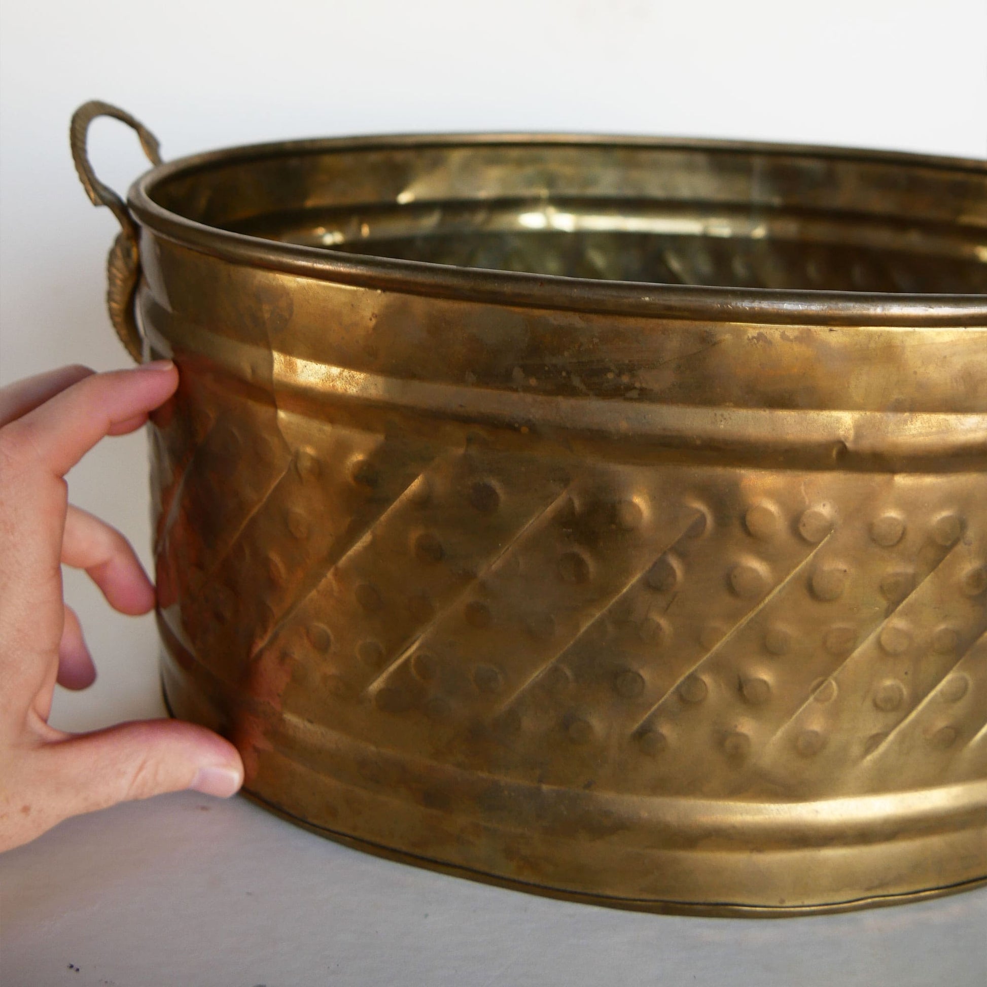 Vintage Brass Bucket, Vintage Brass Bucket Elephant Handles, Vintage Brass Elephant Bucket