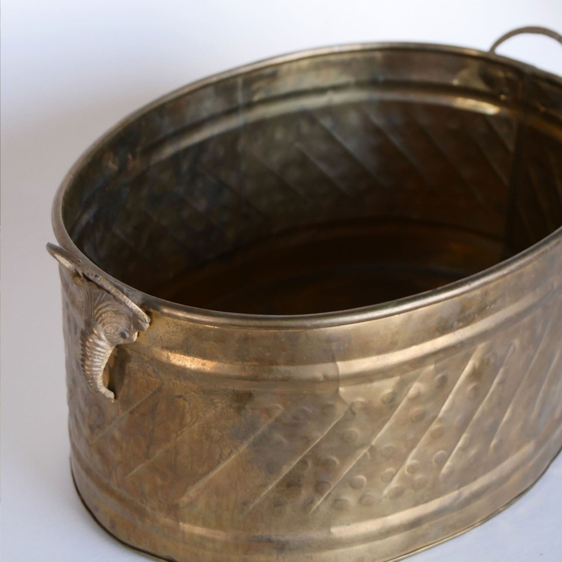 Vintage Brass Bucket, Vintage Brass Bucket Elephant Handles, Vintage Brass Elephant Bucket