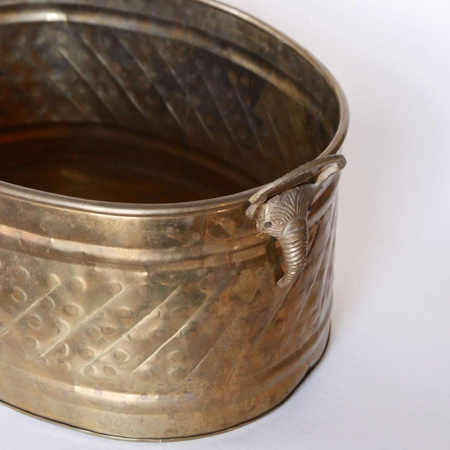Vintage Brass Bucket, Vintage Brass Bucket Elephant Handles, Vintage Brass Elephant Bucket