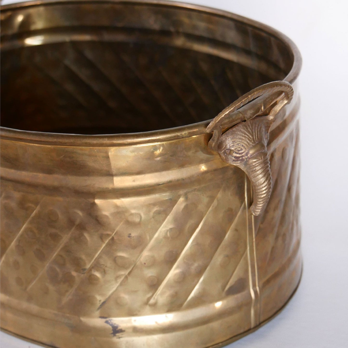 Vintage Brass Bucket, Vintage Brass Bucket Elephant Handles, Vintage Brass Elephant Bucket