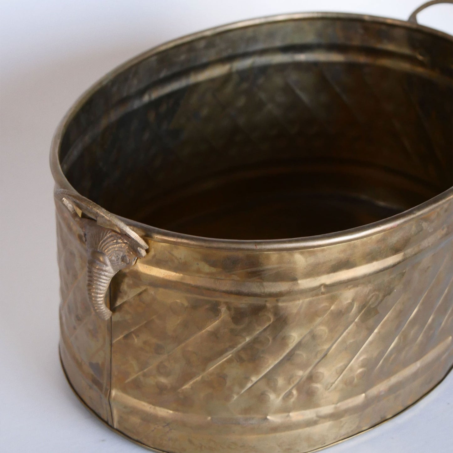 Vintage Brass Bucket, Vintage Brass Bucket Elephant Handles, Vintage Brass Elephant Bucket