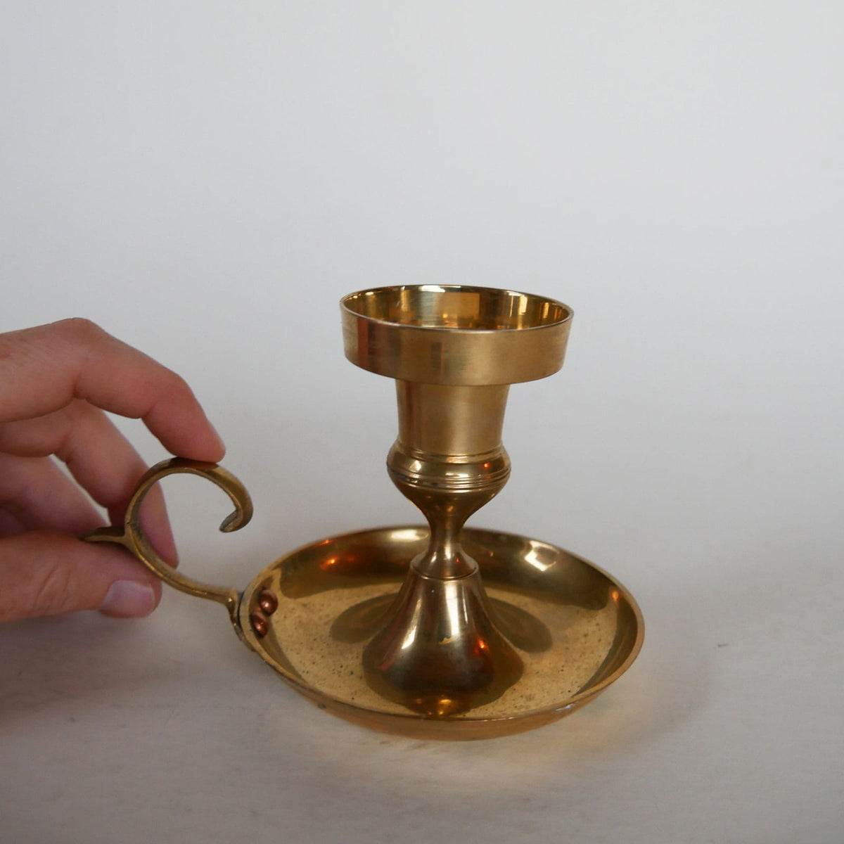 Vintage Brass Chamberstick Holder, Vintage BRass Candlestick Holder, Vintage Brass Candleholder, Vintage BRass Decor, Vintage Brass, Brass Candle Holder