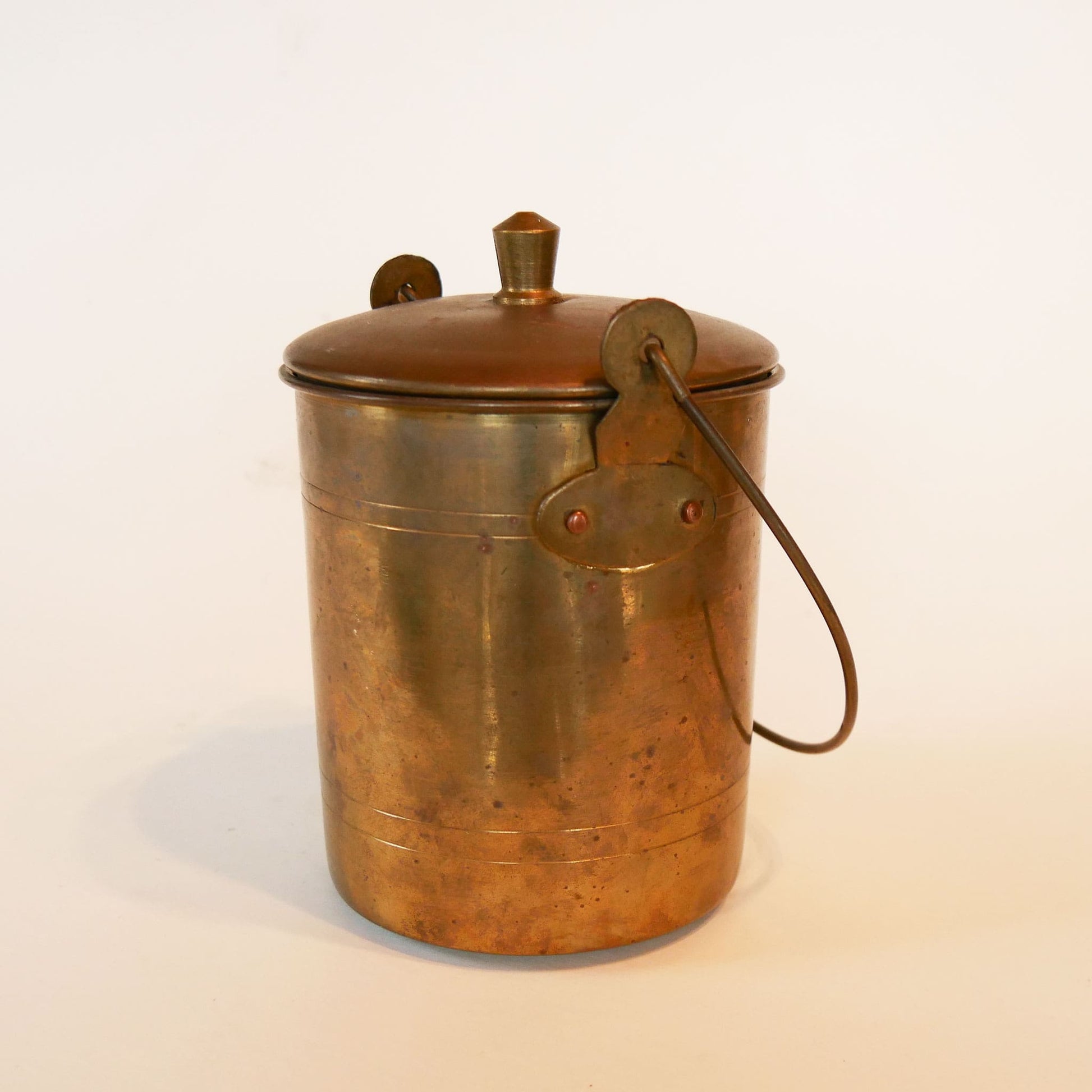 Vintage Brass Container with Lid and Swing Handle, Vintage Brass Decor, VIntage Home Decor, Vintage Farmhouse Decor