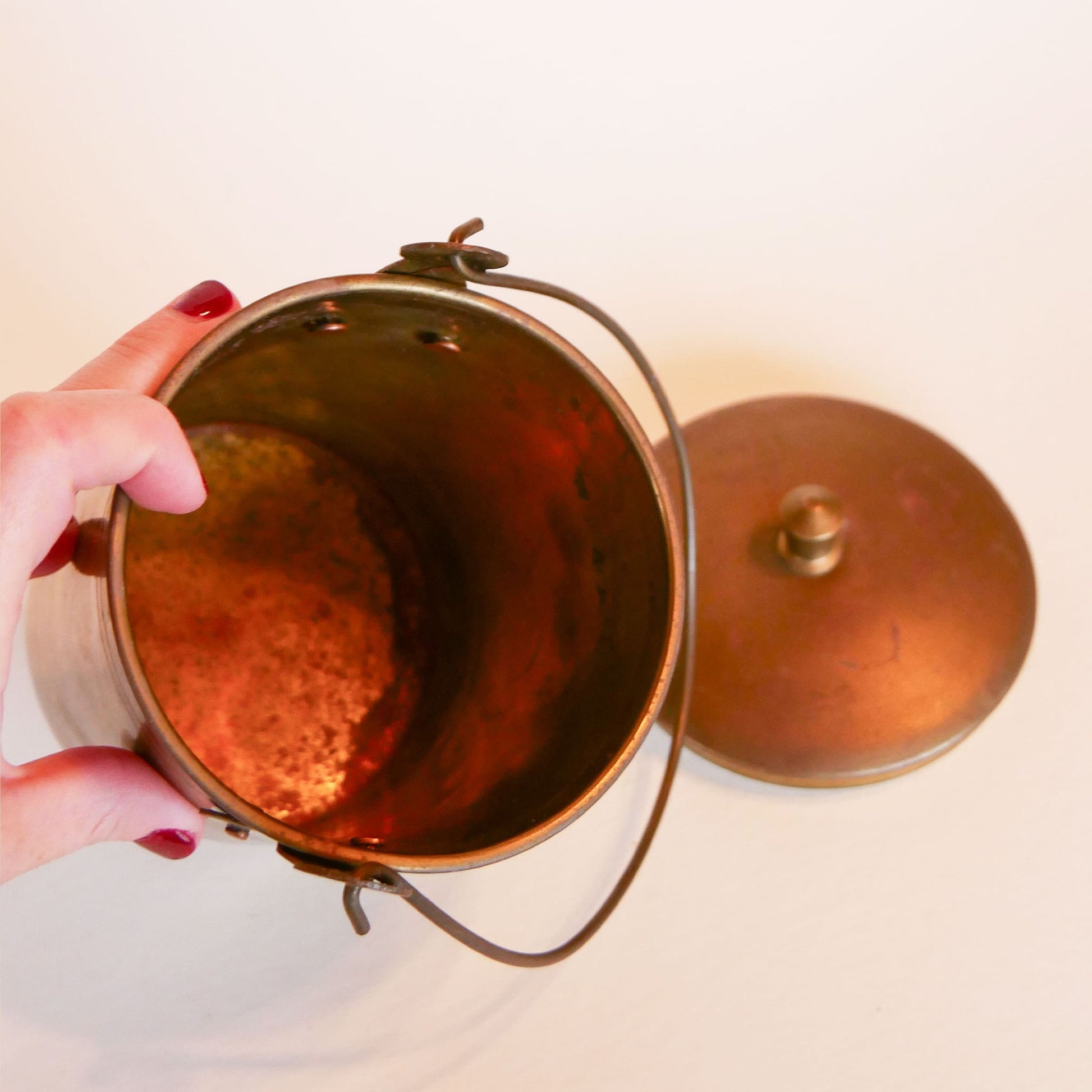 Vintage Brass Container with Lid and Swing Handle, Vintage Brass Decor, VIntage Home Decor, Vintage Farmhouse Decor