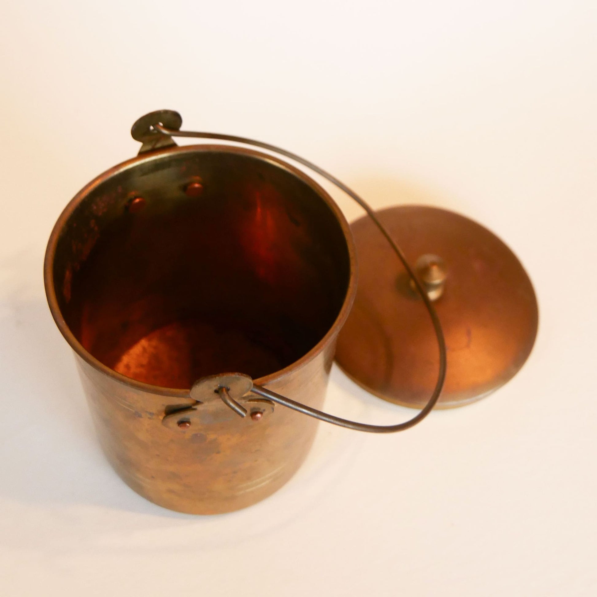 Vintage Brass Container with Lid and Swing Handle, Vintage Brass Decor, VIntage Home Decor, Vintage Farmhouse Decor