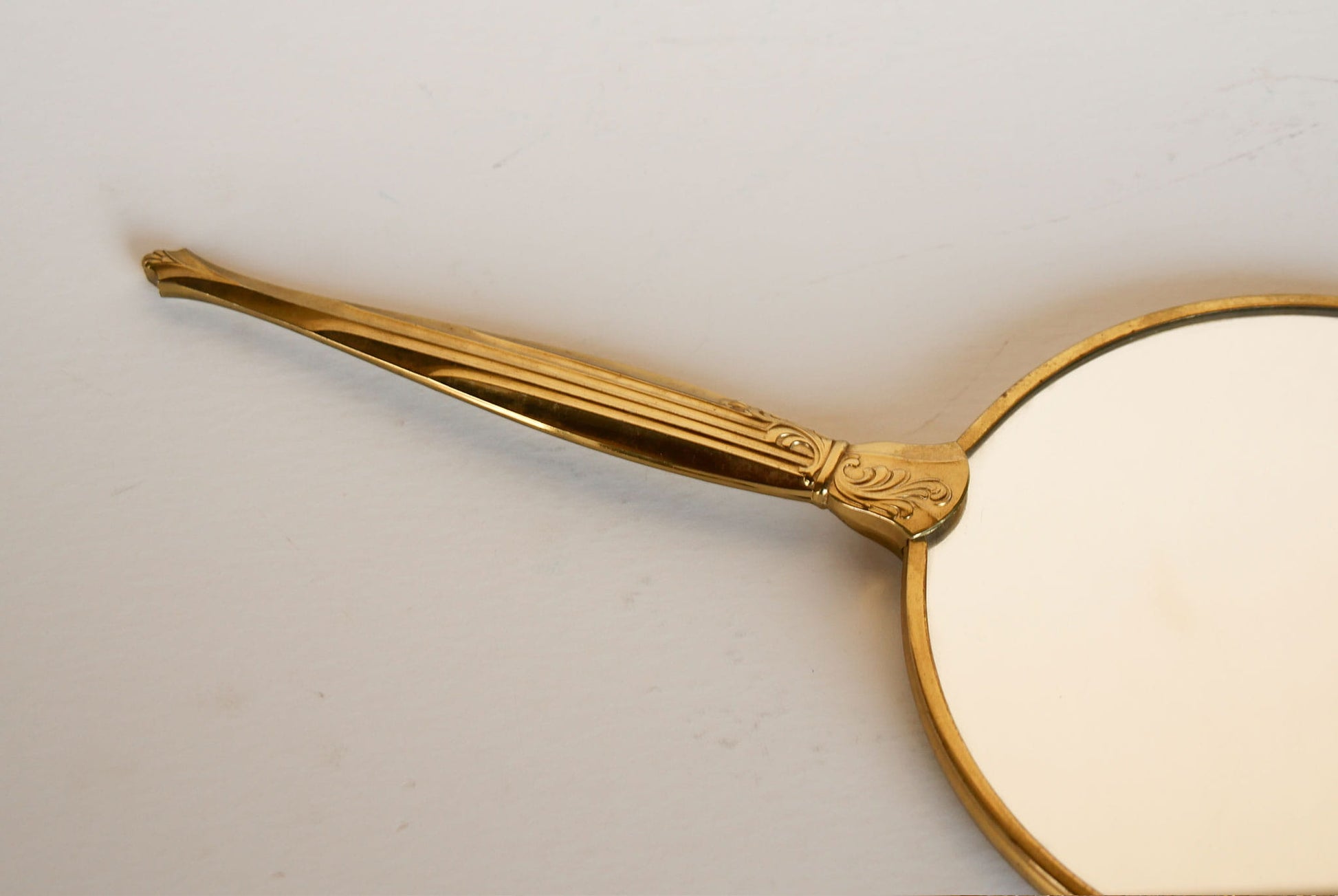 Vintage Brass Vaniety Hand Mirror, VIntage Gold Mirror, Vintage Vaniety Mirror, Vintage Ornate Gold Mirror, Vintage Dresser Mirror