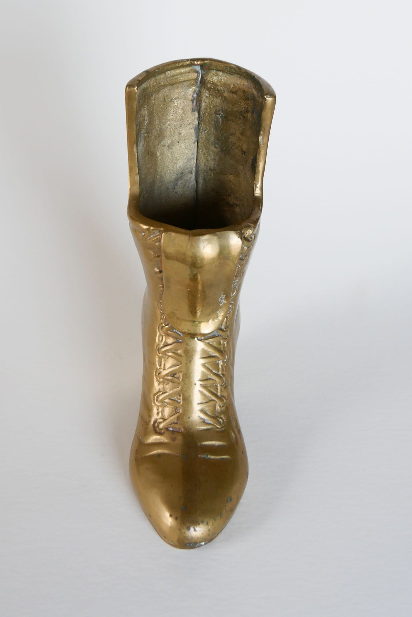 Brass Victorian Lace Up Boot Planter, VIntage BRass Decor, Vintage Brass Planter, Vintage Brass Womens Boot Planter, Vintage Brass Victorian Boot, Vintage Home Decor