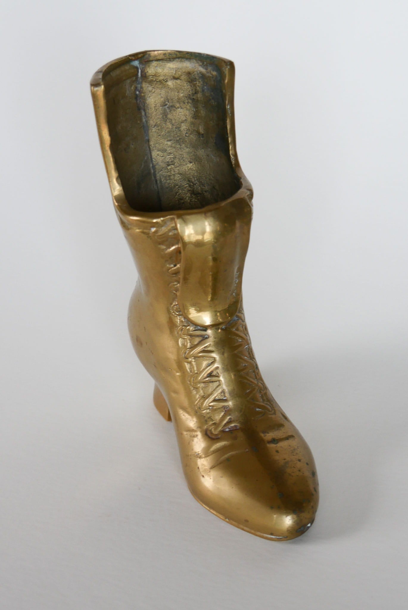 Brass Victorian Lace Up Boot Planter, VIntage BRass Decor, Vintage Brass Planter, Vintage Brass Womens Boot Planter, Vintage Brass Victorian Boot, Vintage Home Decor