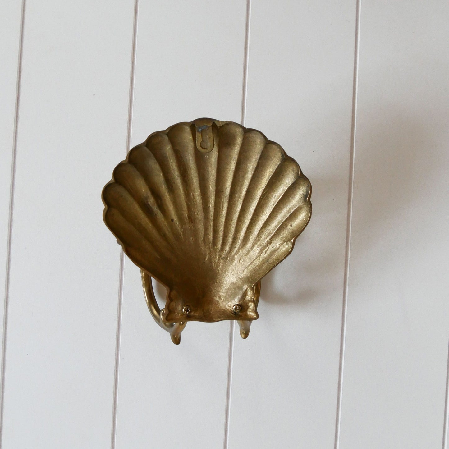 Brass Seashell Double Candlestick Wall Sconce, Brass Nautical Decor, Vintage Brass Ship Plate, Vintage Brass Ship Decor, Vintage Brass Plate, Vintage Wall Decor