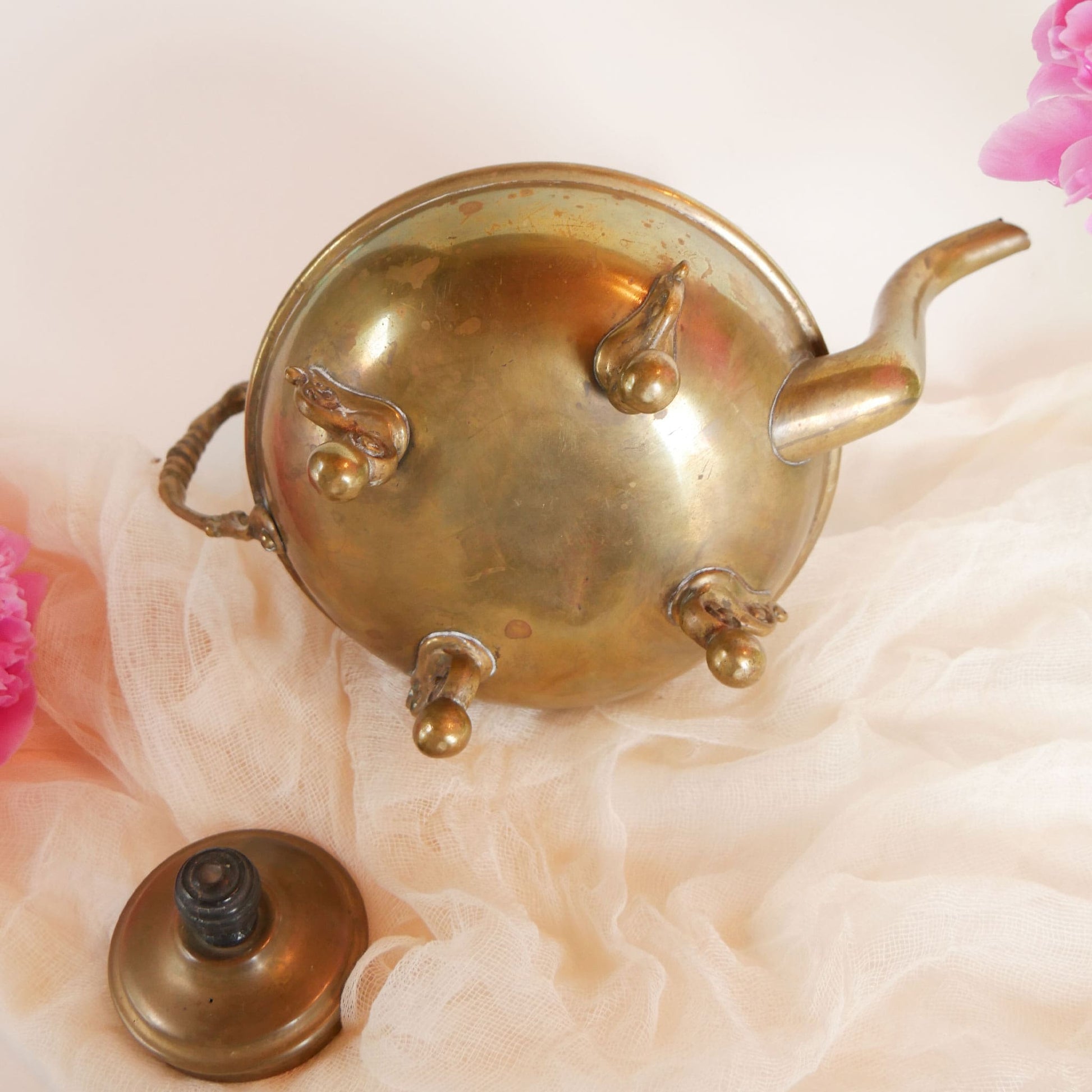 Vintage 8.5in Ornate Brass Teapot, Vintage Brass Teapot, Vintage Brass, Farmhouse Decor, Vintage Farmhouse Decor
