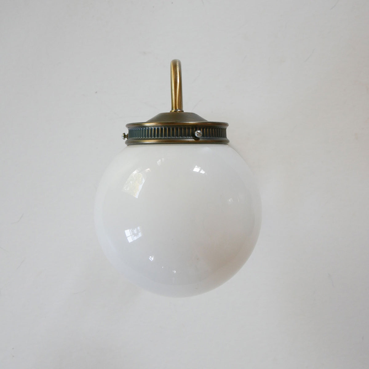 Vintage Brass Wall Sconce with Opal Glass Globe (4), Vintage Brass Wall LIghts, VIntage Brass and Globe Wall Lights, VIntage Brass Wall Sconce LIghts