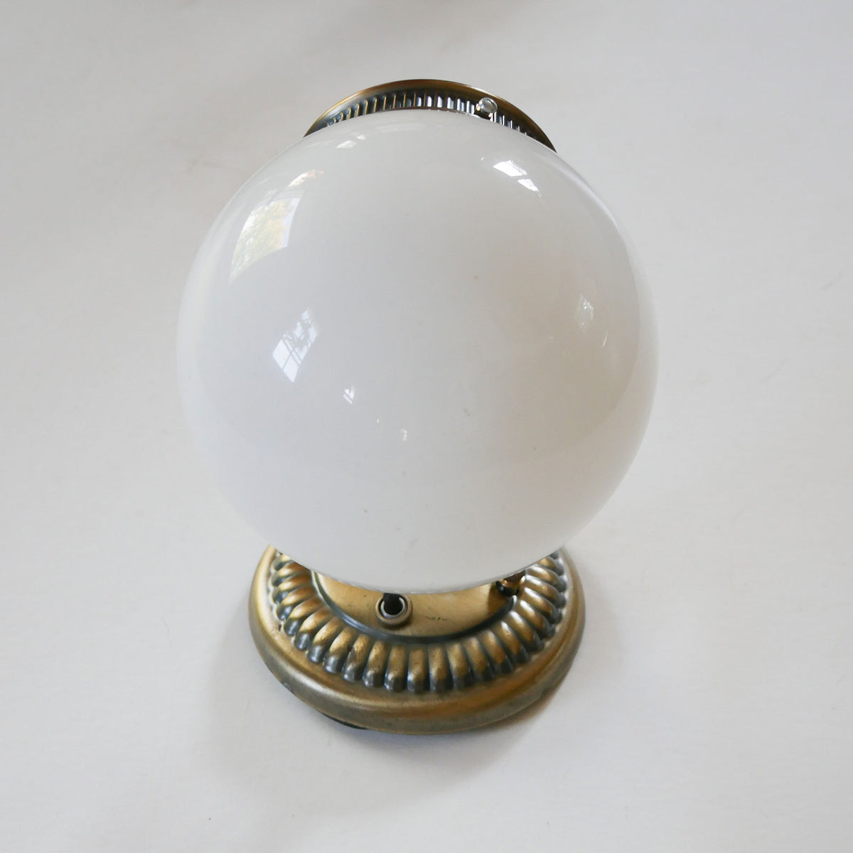 Vintage Brass Wall Sconce with Opal Glass Globe (4), Vintage Brass Wall LIghts, VIntage Brass and Globe Wall Lights, VIntage Brass Wall Sconce LIghts