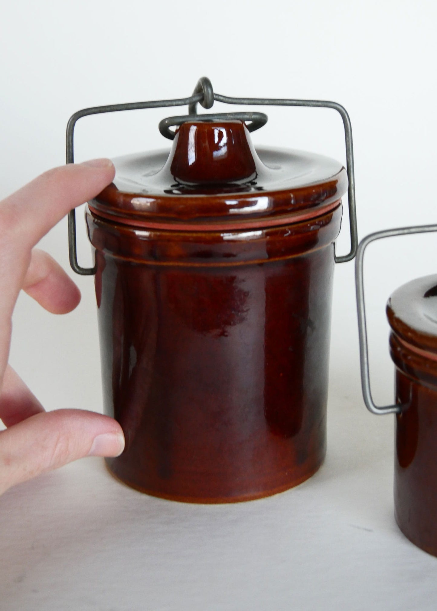 Vintage Brown Butter Crock with Lid, Vintage Brown Cheese Crock and lid with fastener, Vintage Home DEcor, Vintage Kitchen Decor